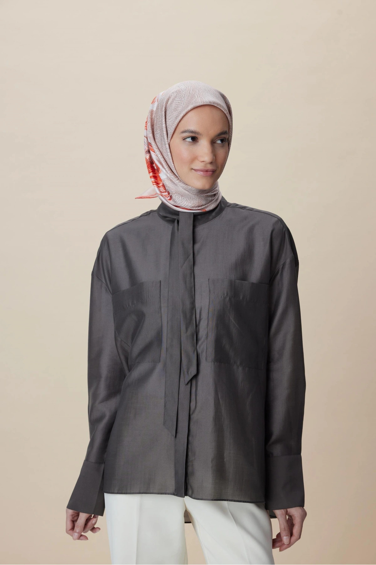 Maisa LUNA TİVİL İPEK EŞARP 90*90 CM - MERCAN