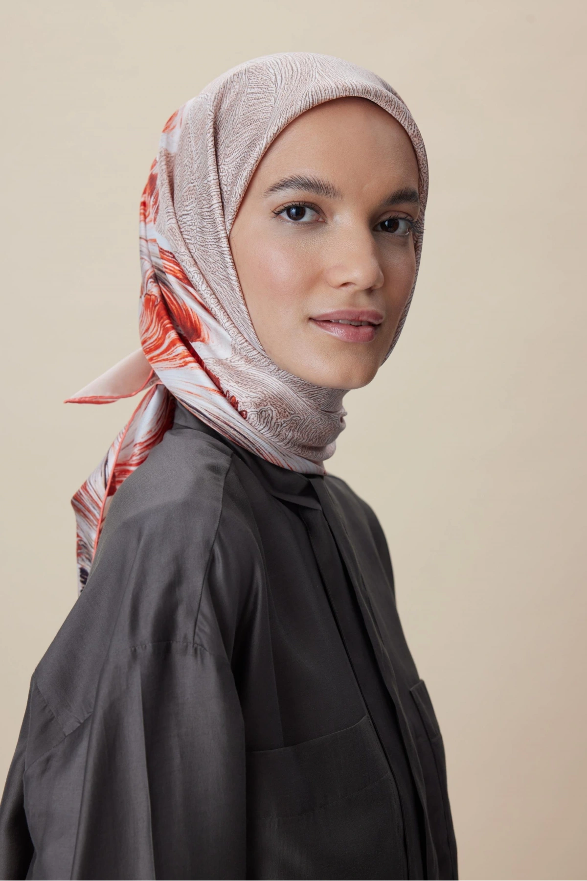 Maisa LUNA TİVİL İPEK EŞARP 90*90 CM - MERCAN