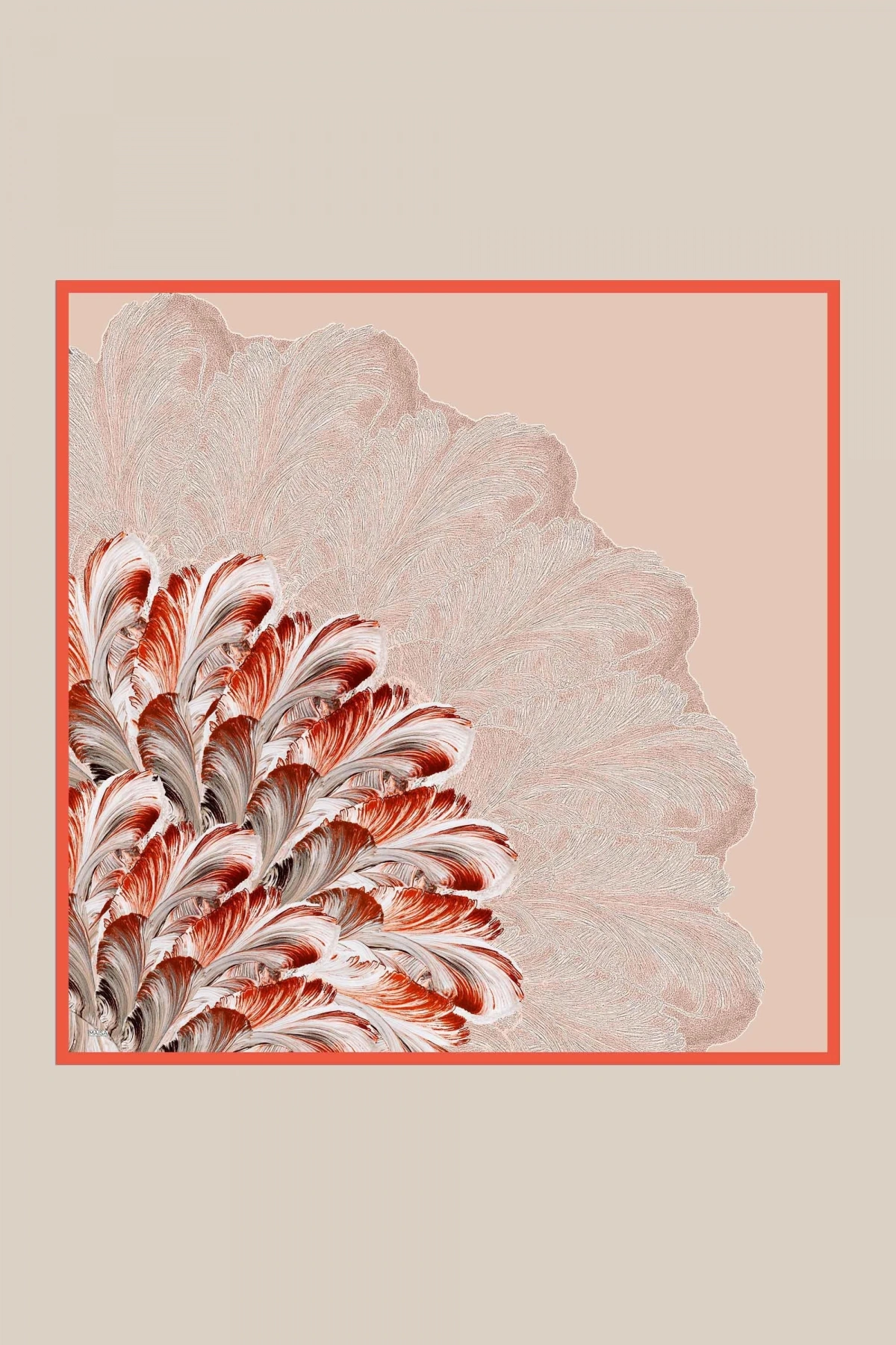 Maisa LUNA TİVİL İPEK EŞARP 90*90 CM - MERCAN