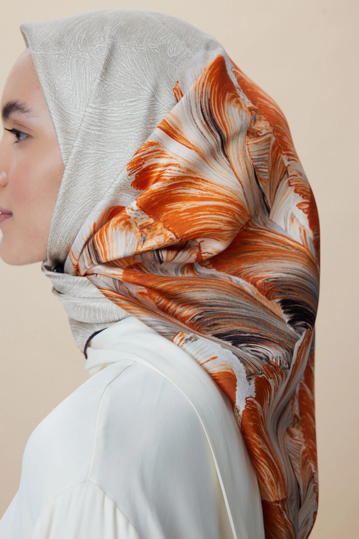 Maisa LUNA TİVİL İPEK EŞARP 90*90 CM - VİZON