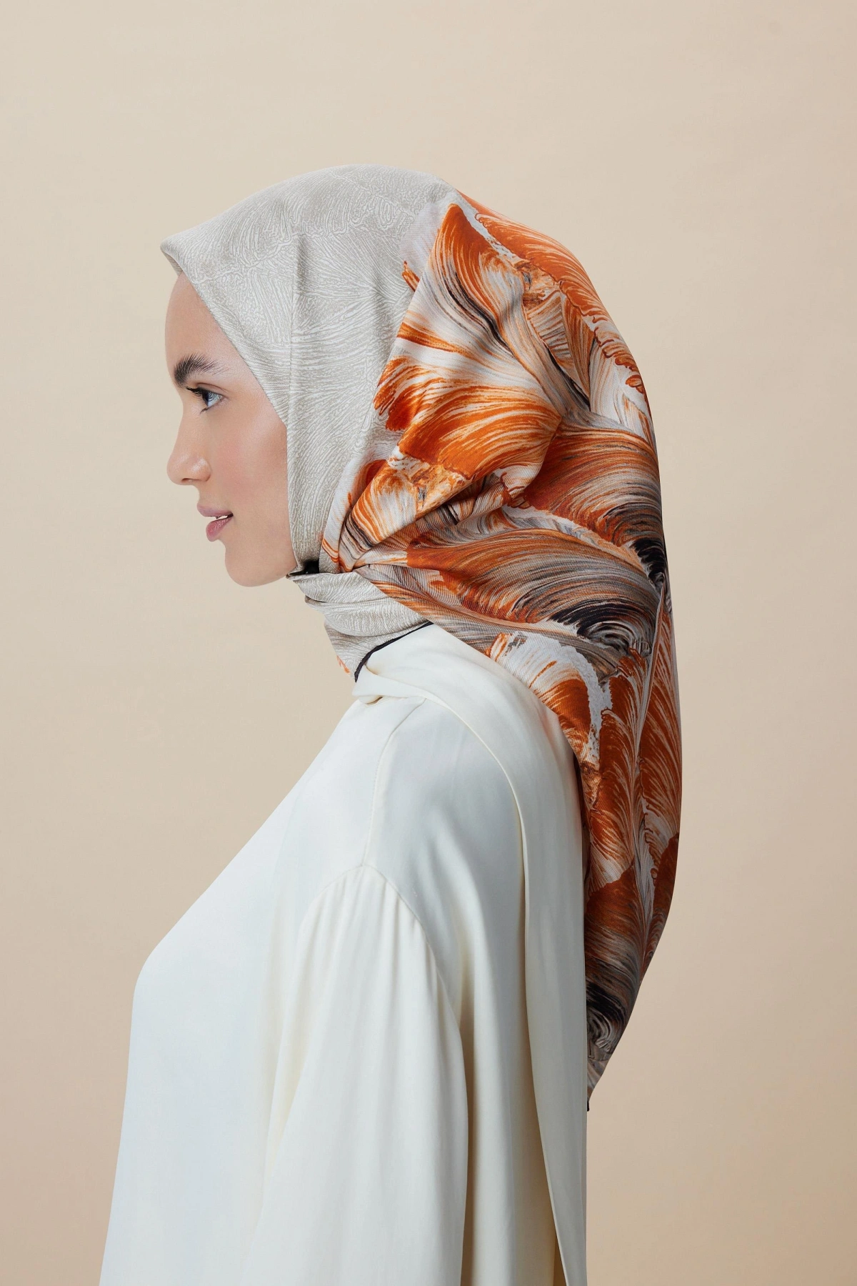 Maisa LUNA TİVİL İPEK EŞARP 90*90 CM - VİZON