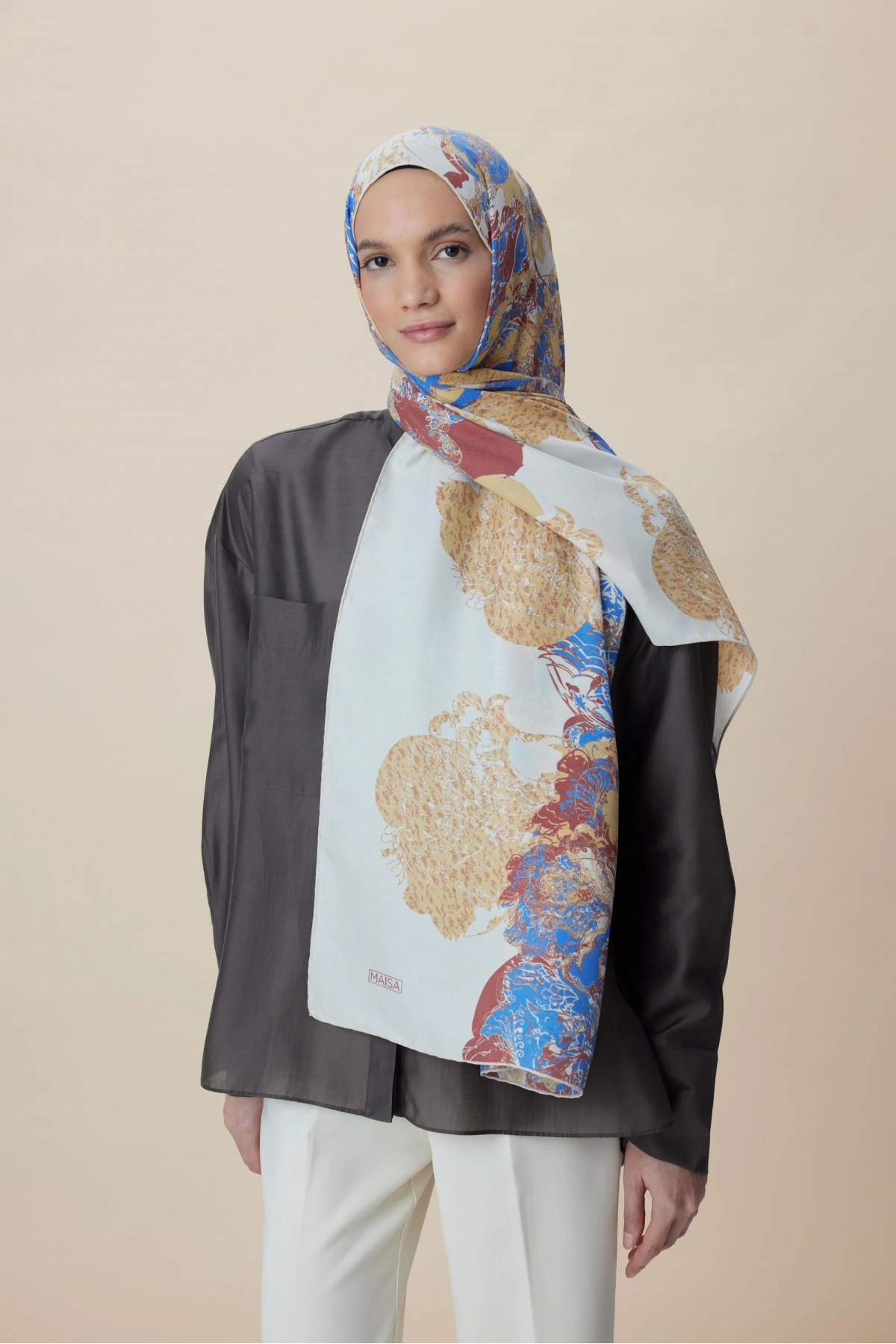 Maisa TUVANA PAMUK İPEK ŞAL 70*190 CM - BEJ