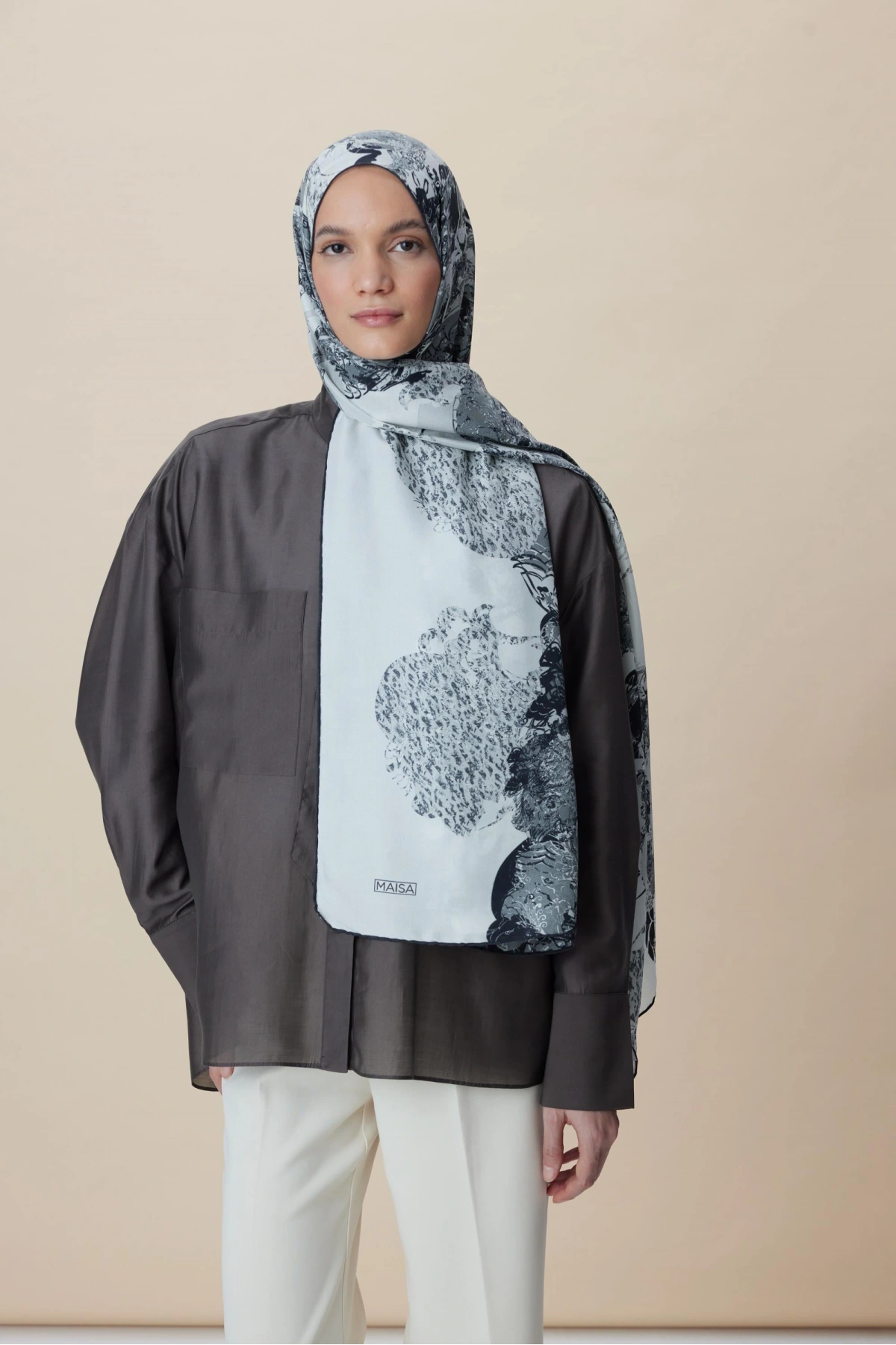 Maisa TUVANA PAMUK İPEK ŞAL 70*190 CM - GRİ