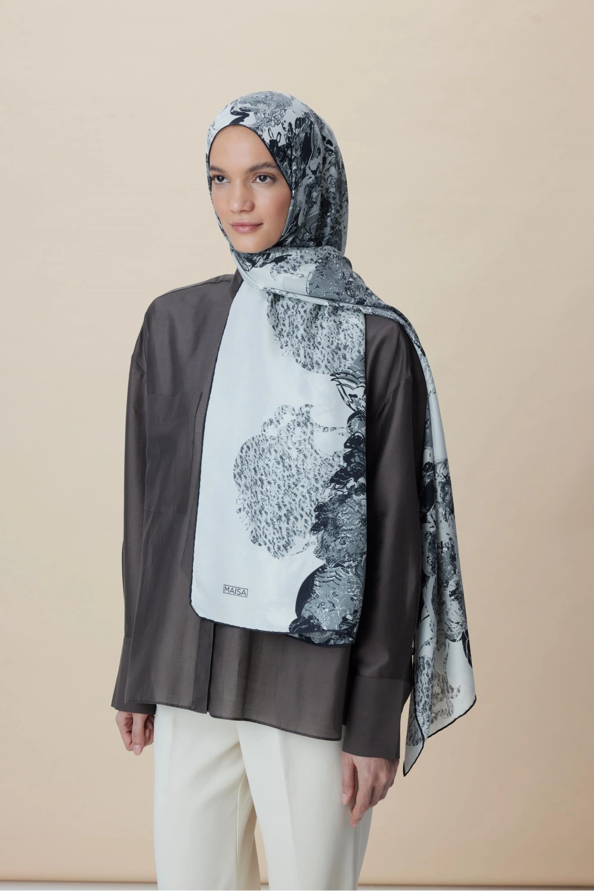 Maisa TUVANA PAMUK İPEK ŞAL 70*190 CM - GRİ