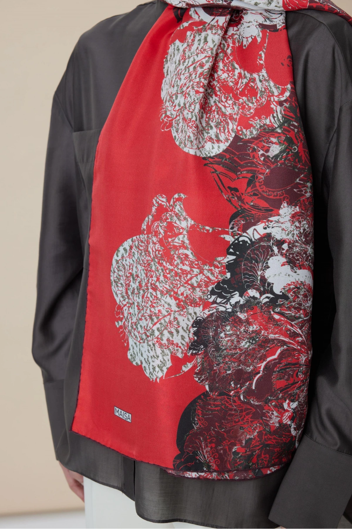 Maisa TUVANA PAMUK İPEK ŞAL 70*190 CM - KIRMIZI