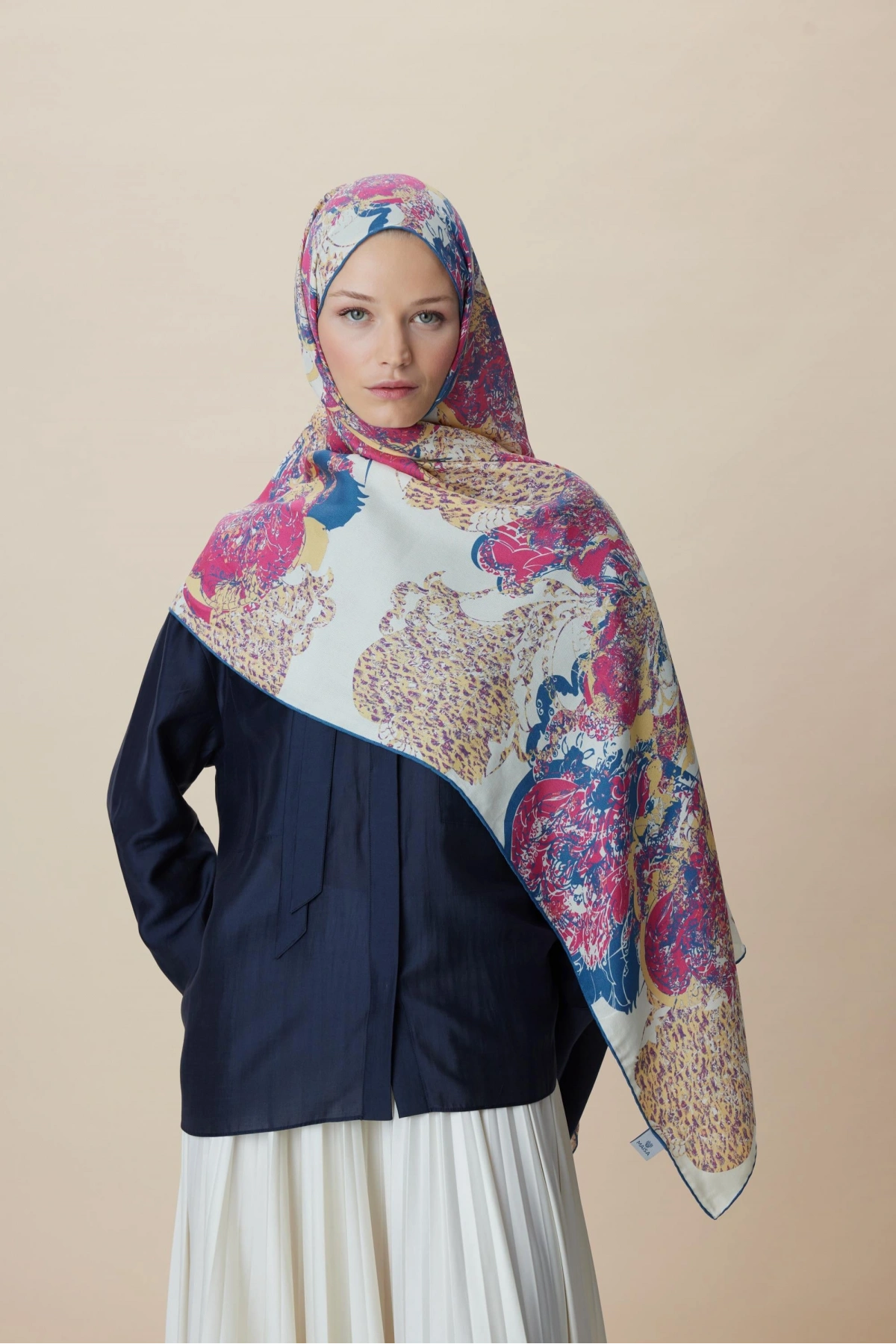 Maisa TUVANA PAMUK İPEK ŞAL 70*190 CM - NAR ÇİÇEĞİ