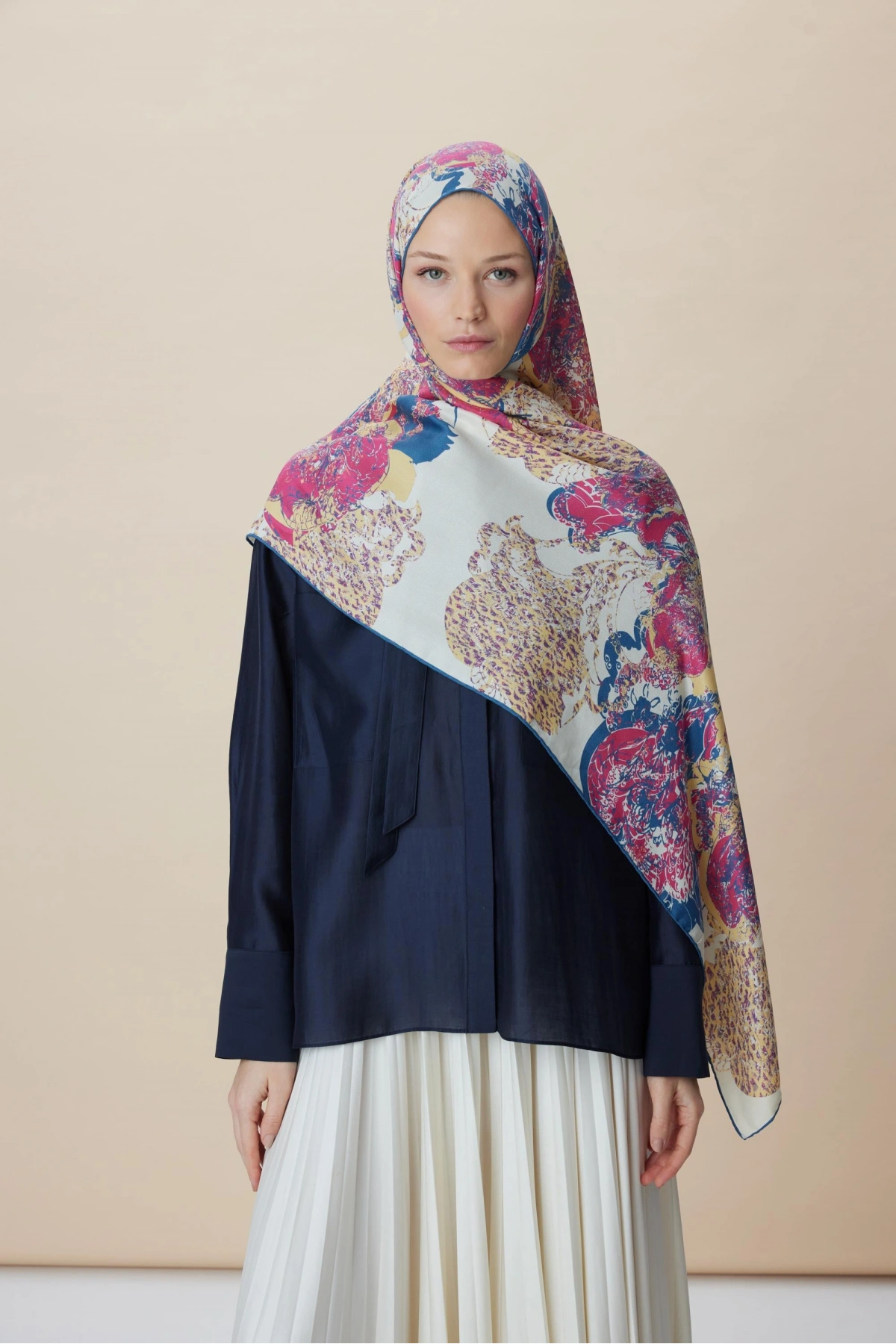 Maisa TUVANA PAMUK İPEK ŞAL 70*190 CM - NAR ÇİÇEĞİ