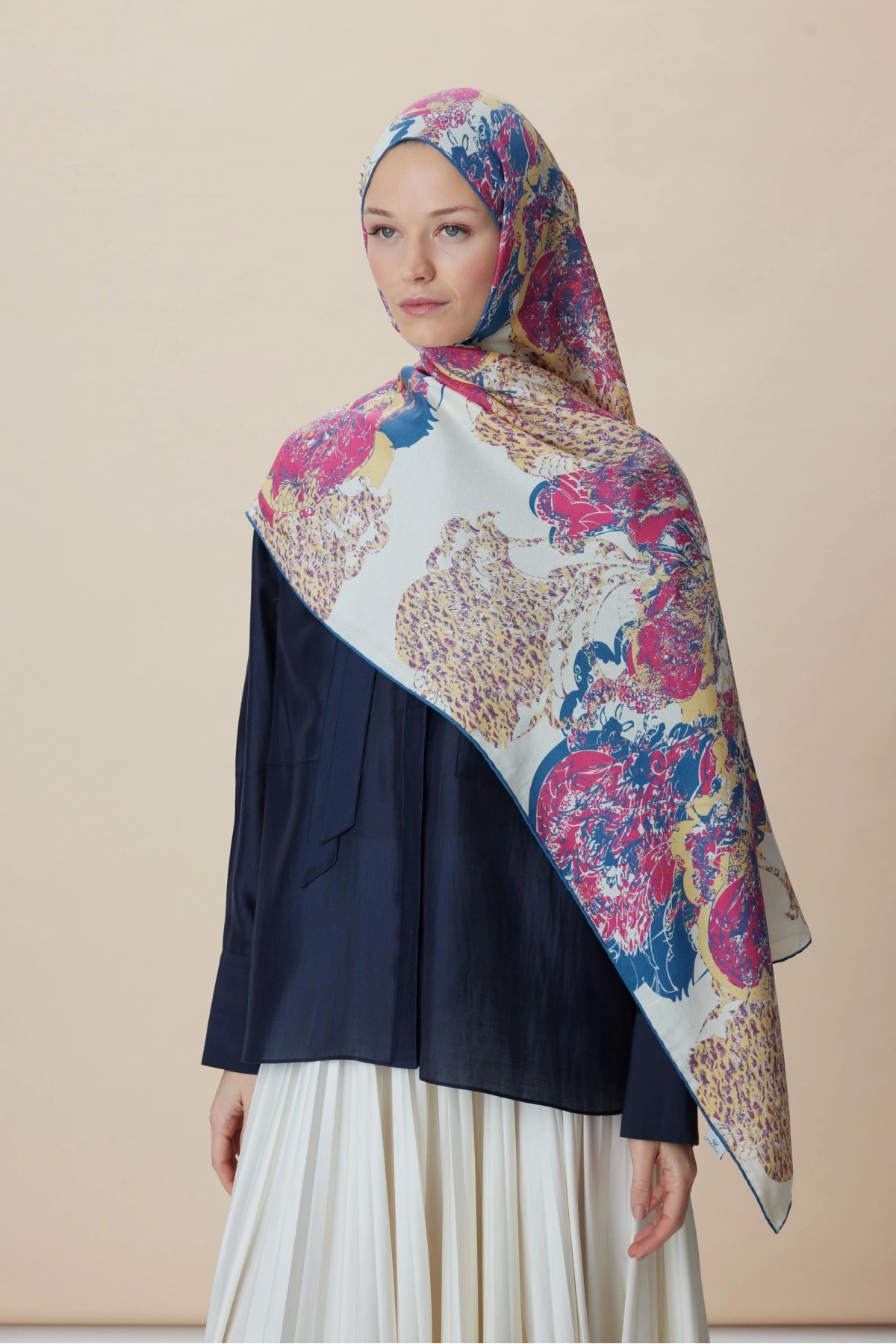 Maisa TUVANA PAMUK İPEK ŞAL 70*190 CM - NAR ÇİÇEĞİ