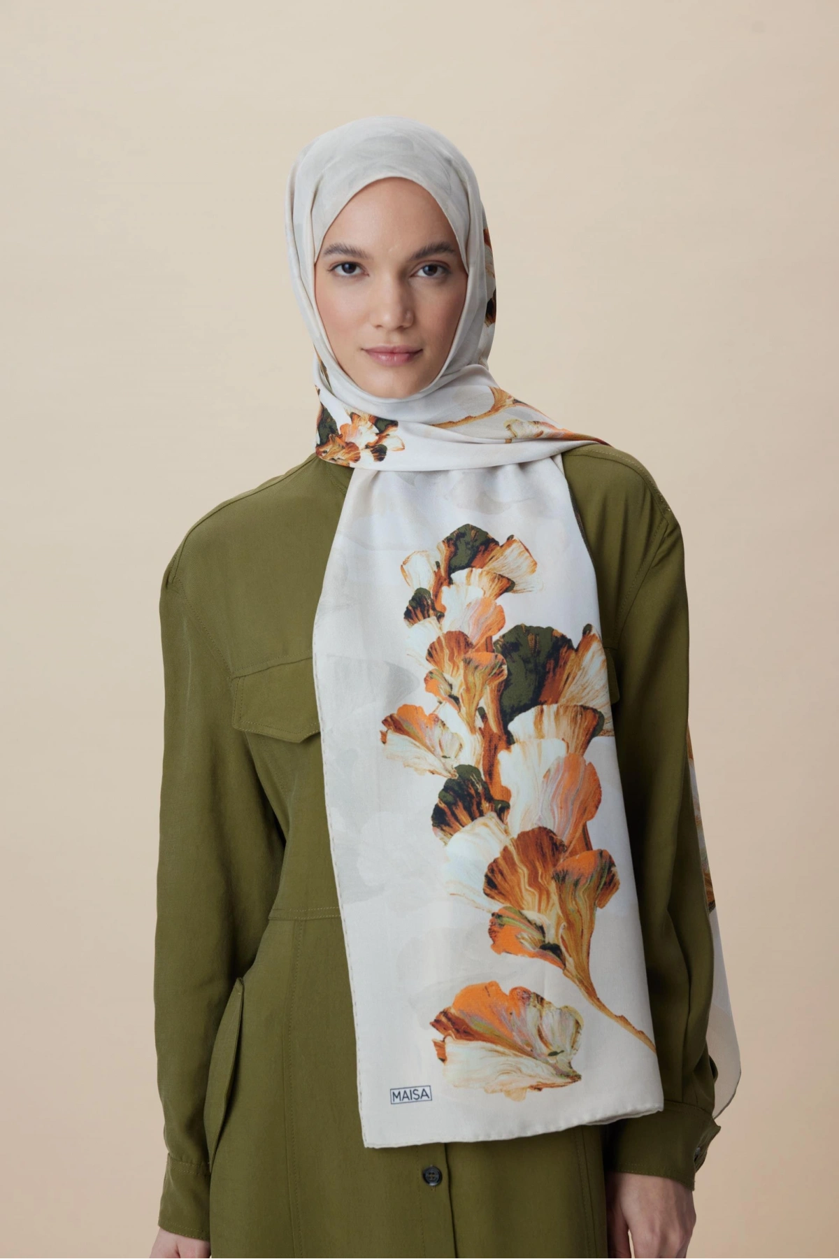 Maisa AKVA PAMUK İPEK ŞAL 70*190 CM - BEJ