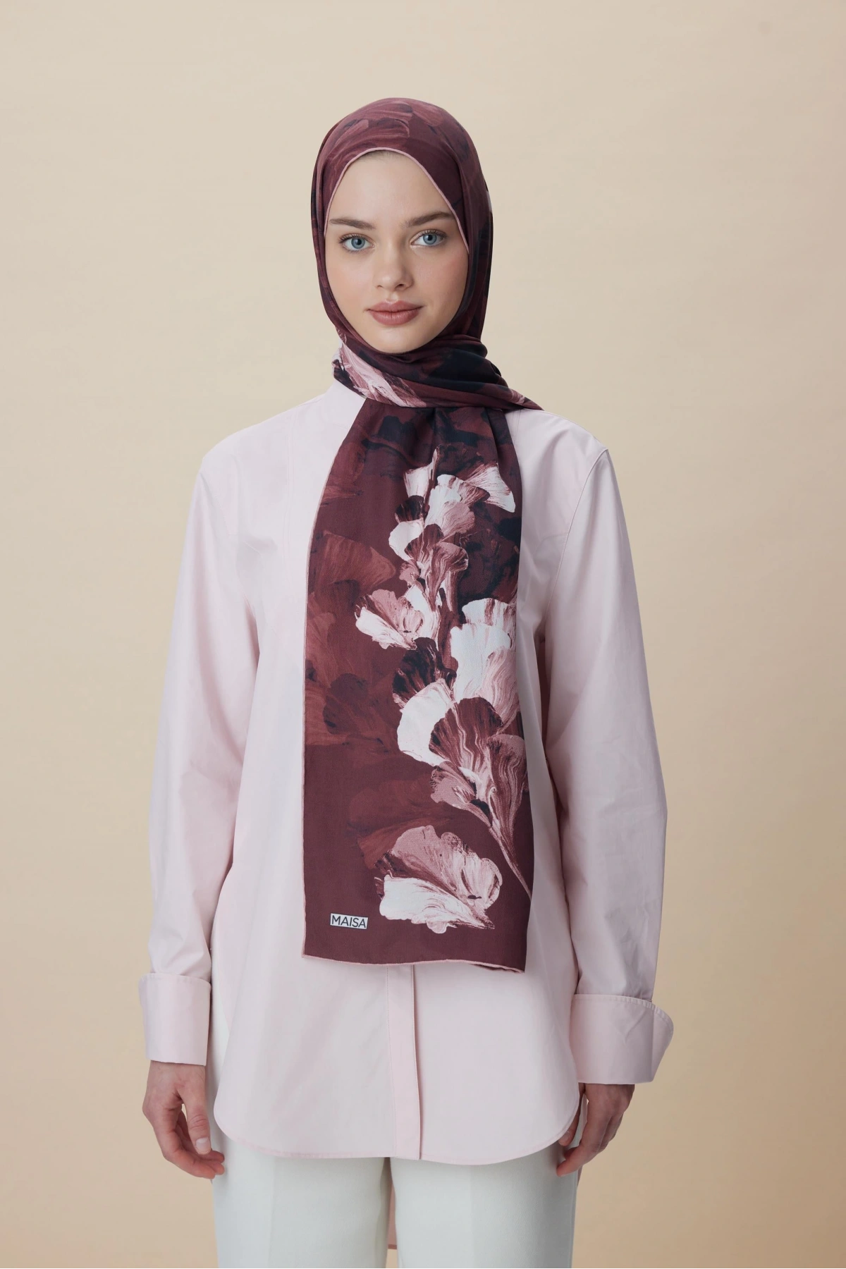 Maisa AKVA PAMUK İPEK ŞAL 70*190 CM - BORDO