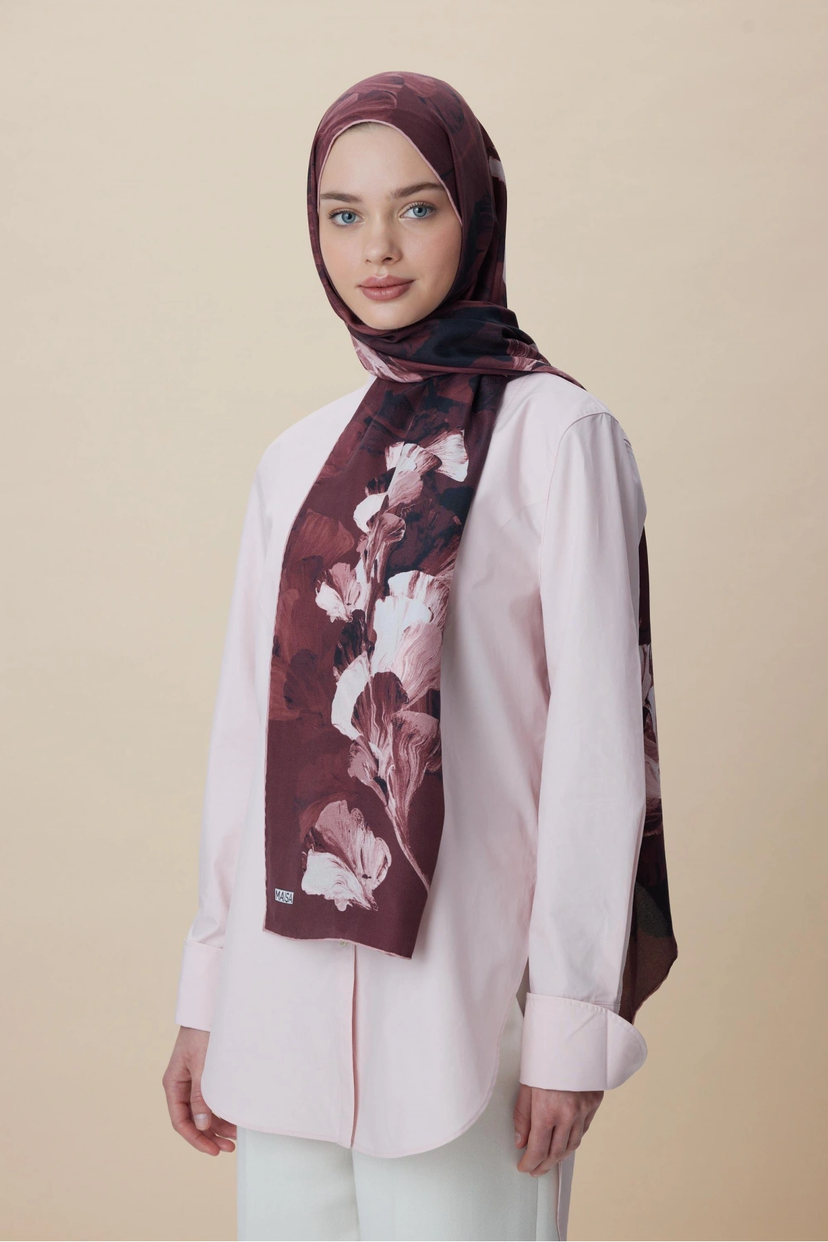 Maisa AKVA PAMUK İPEK ŞAL 70*190 CM - BORDO