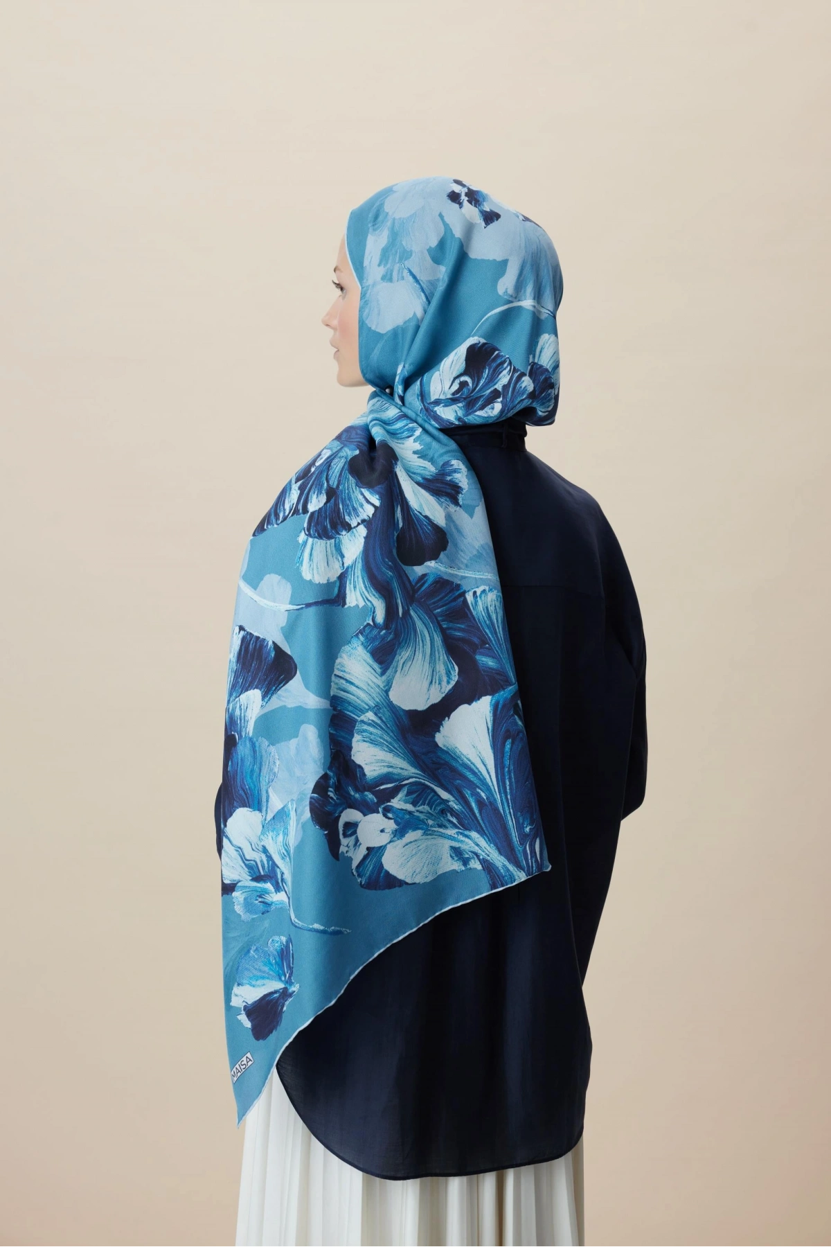 Maisa AKVA PAMUK İPEK ŞAL 70*190 CM - DENİM