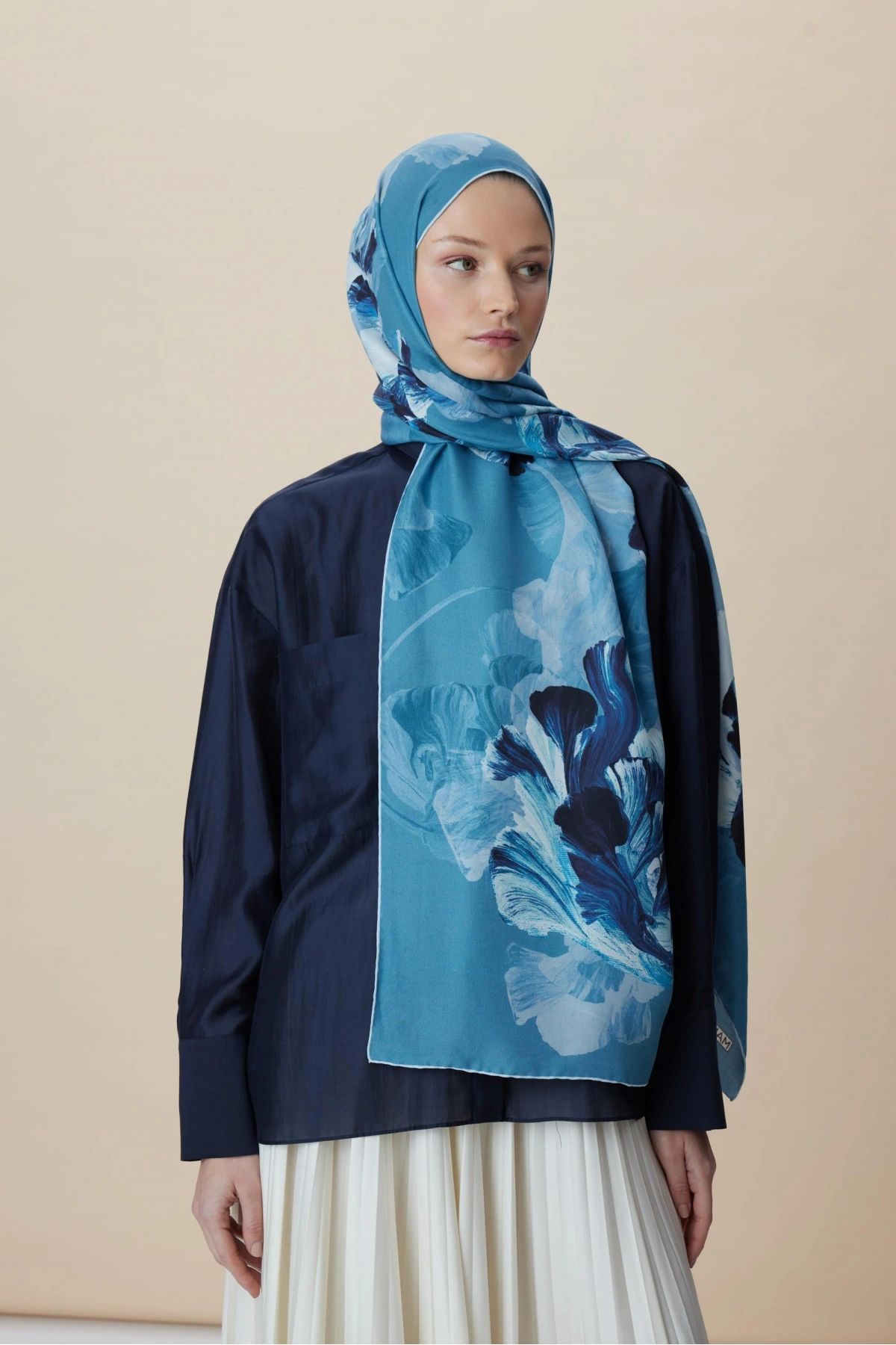 Maisa AKVA PAMUK İPEK ŞAL 70*190 CM - DENİM