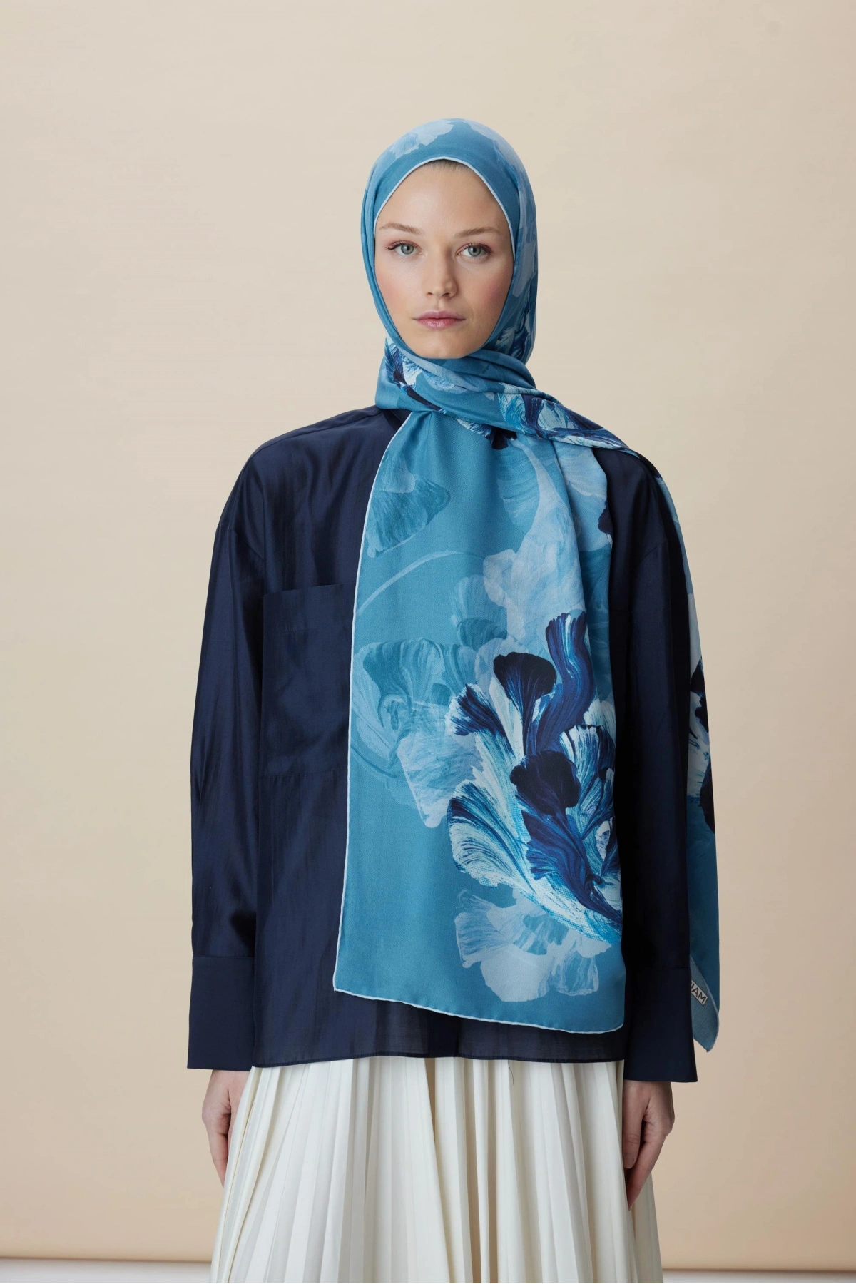 Maisa AKVA PAMUK İPEK ŞAL 70*190 CM - DENİM