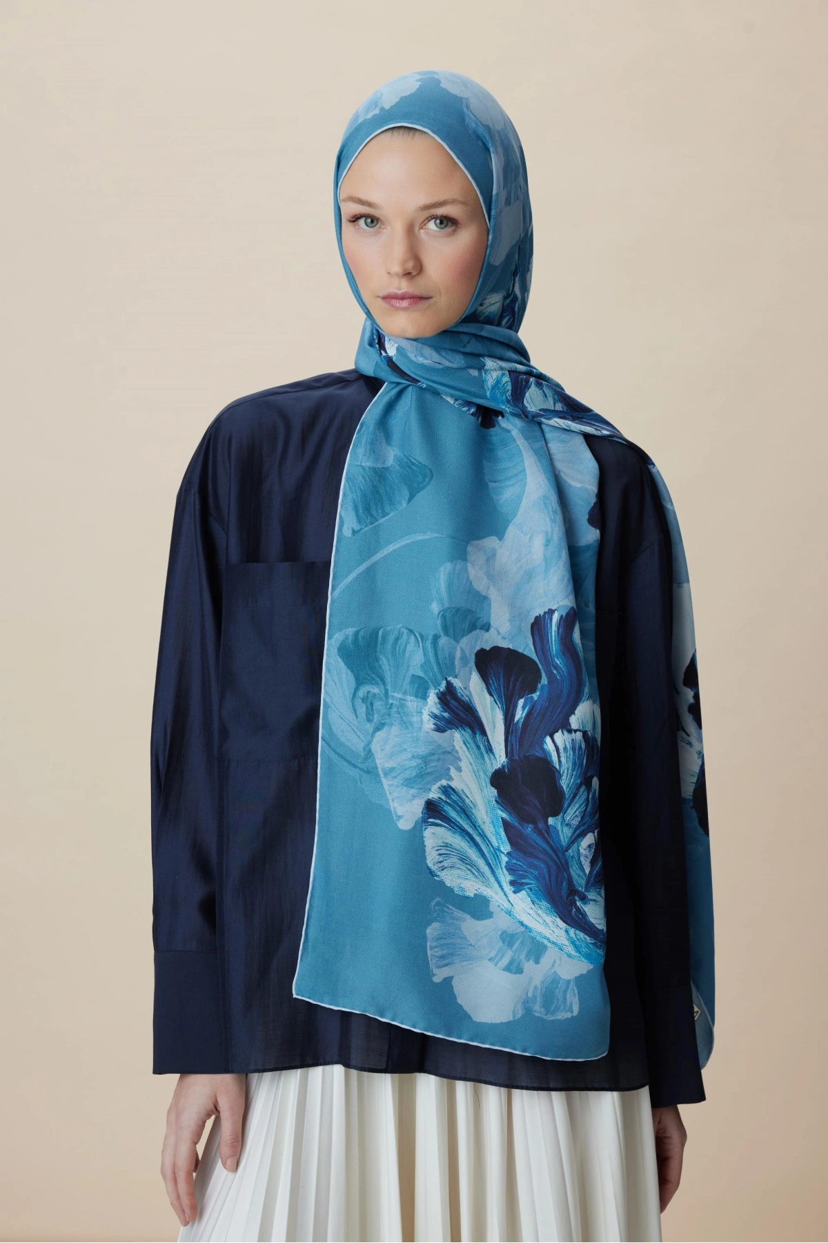 Maisa AKVA PAMUK İPEK ŞAL 70*190 CM - DENİM