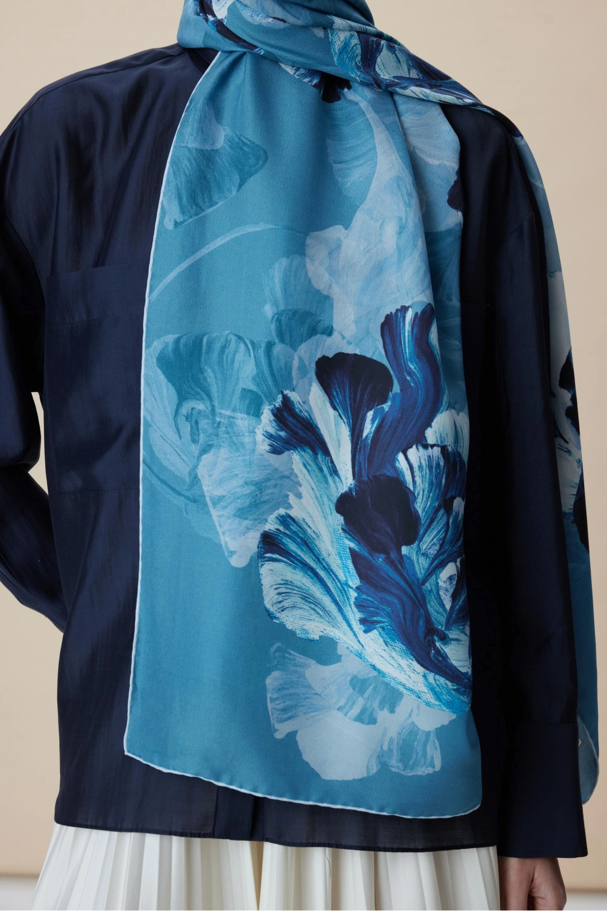 Maisa AKVA PAMUK İPEK ŞAL 70*190 CM - DENİM