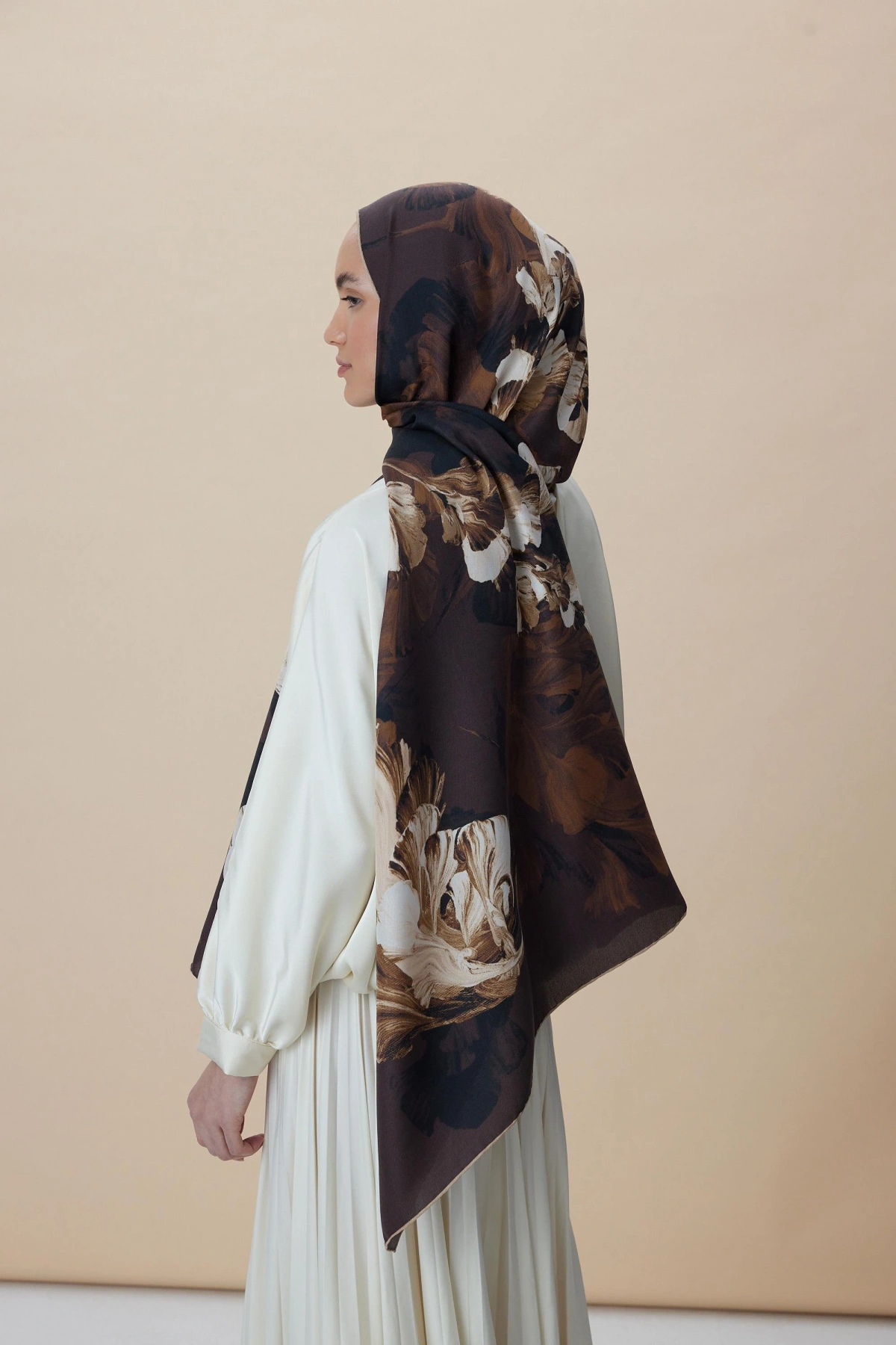 Maisa AKVA PAMUK İPEK ŞAL 70*190 CM - KAHVERENGİ