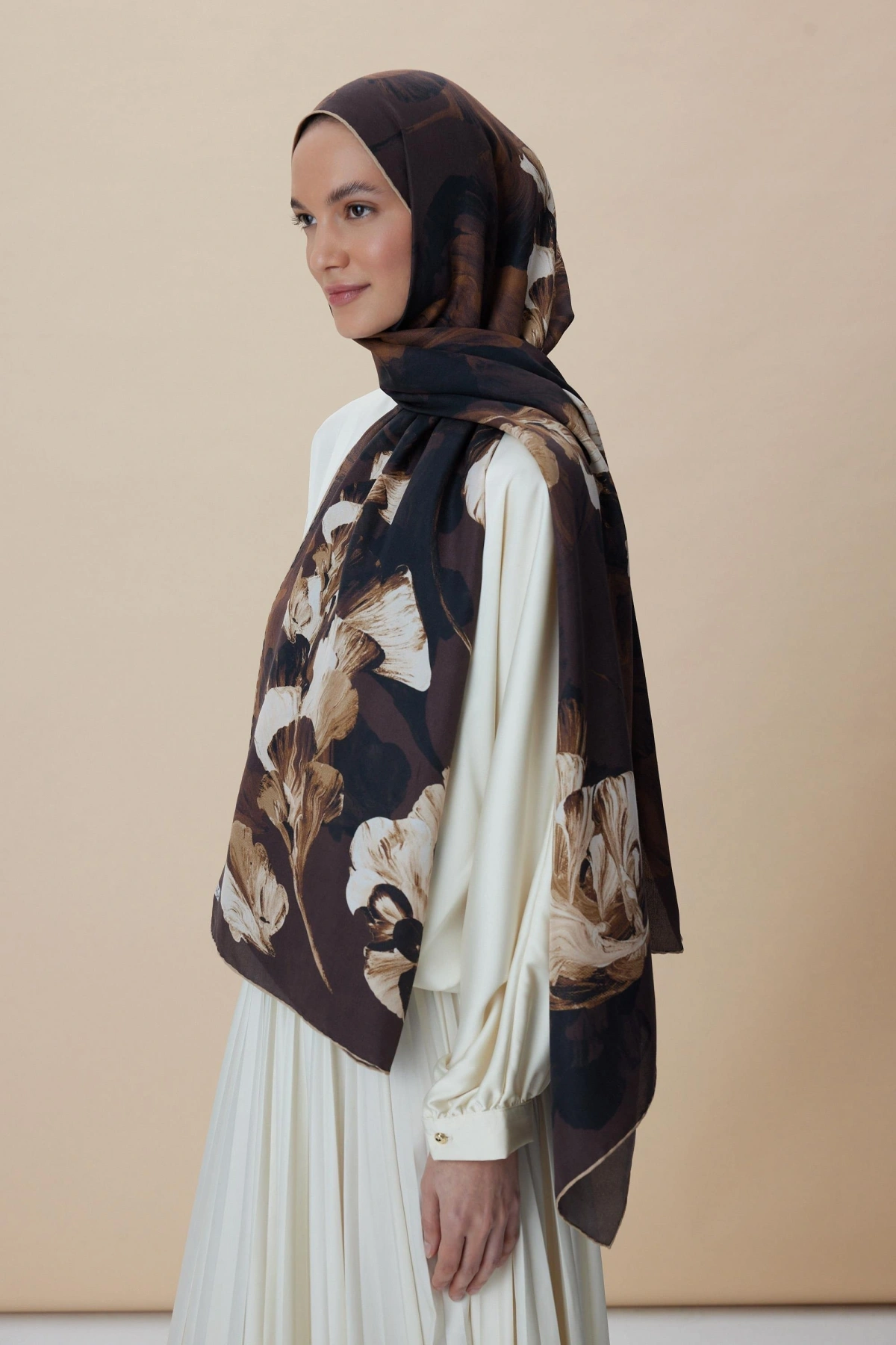 Maisa AKVA PAMUK İPEK ŞAL 70*190 CM - KAHVERENGİ