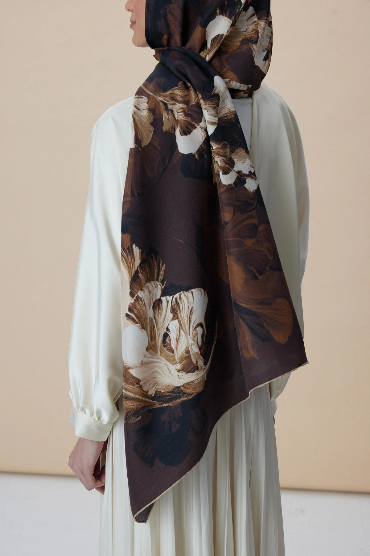 Maisa AKVA PAMUK İPEK ŞAL 70*190 CM - KAHVERENGİ