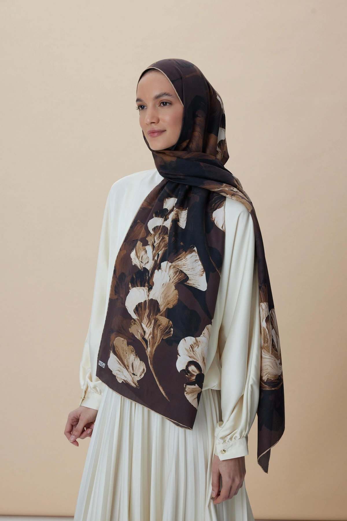 Maisa AKVA PAMUK İPEK ŞAL 70*190 CM - KAHVERENGİ