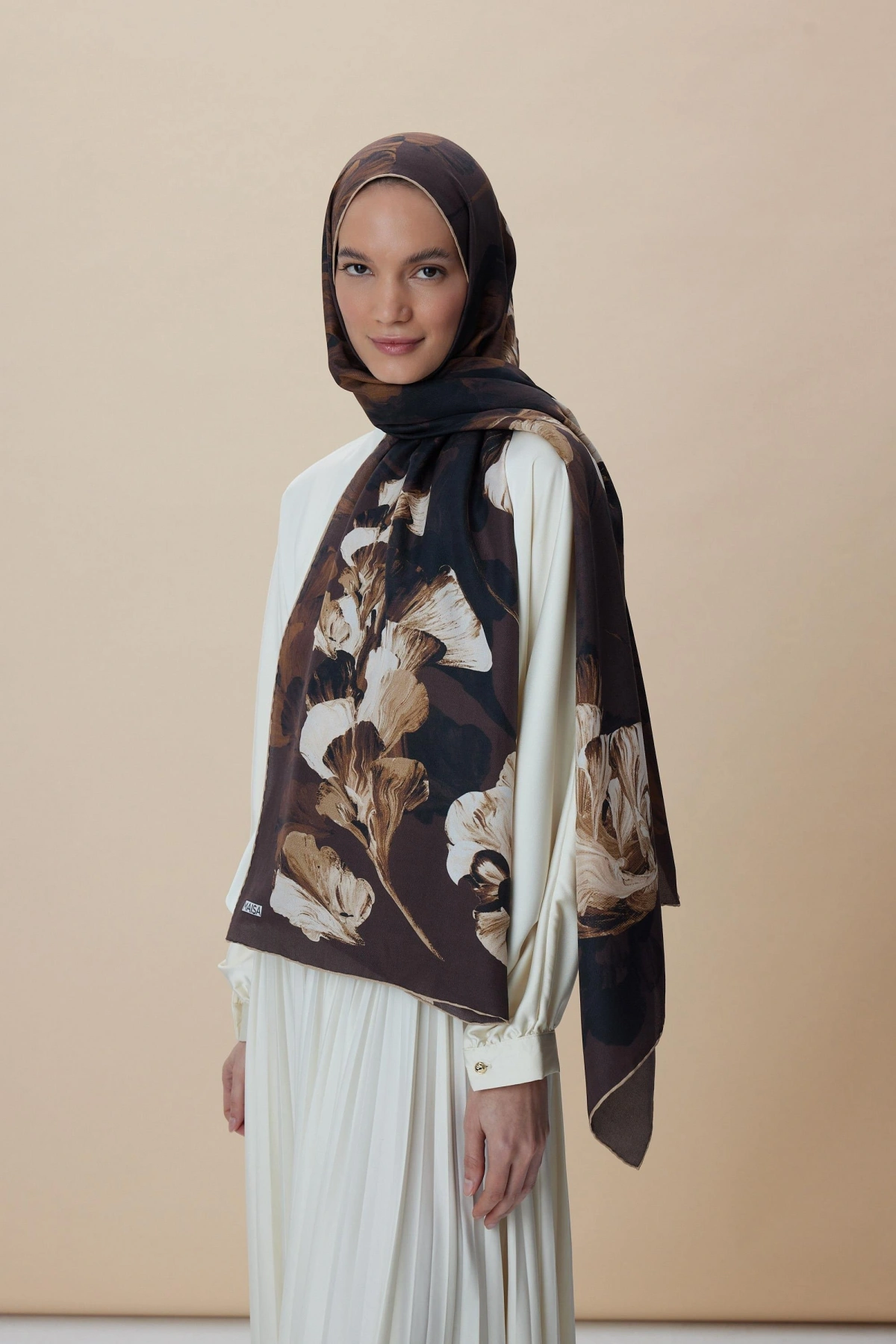 Maisa AKVA PAMUK İPEK ŞAL 70*190 CM - KAHVERENGİ