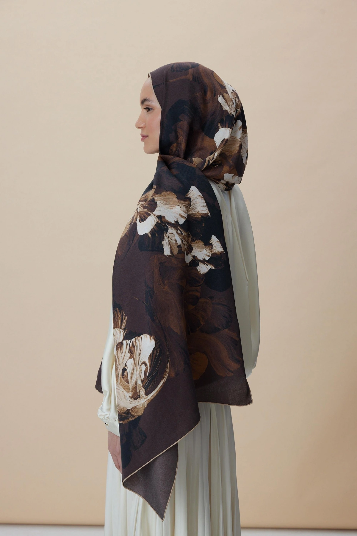 Maisa AKVA PAMUK İPEK ŞAL 70*190 CM - KAHVERENGİ