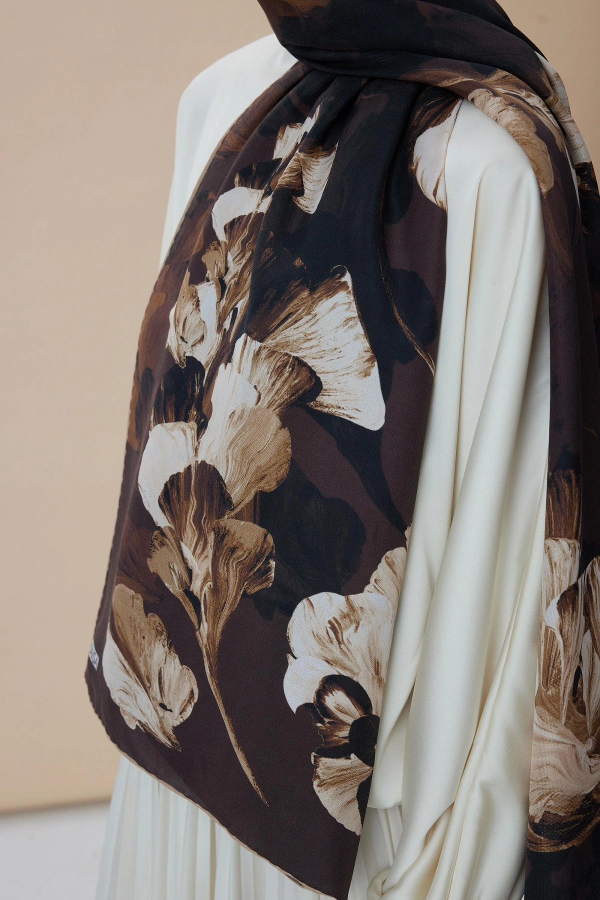 Maisa AKVA PAMUK İPEK ŞAL 70*190 CM - KAHVERENGİ