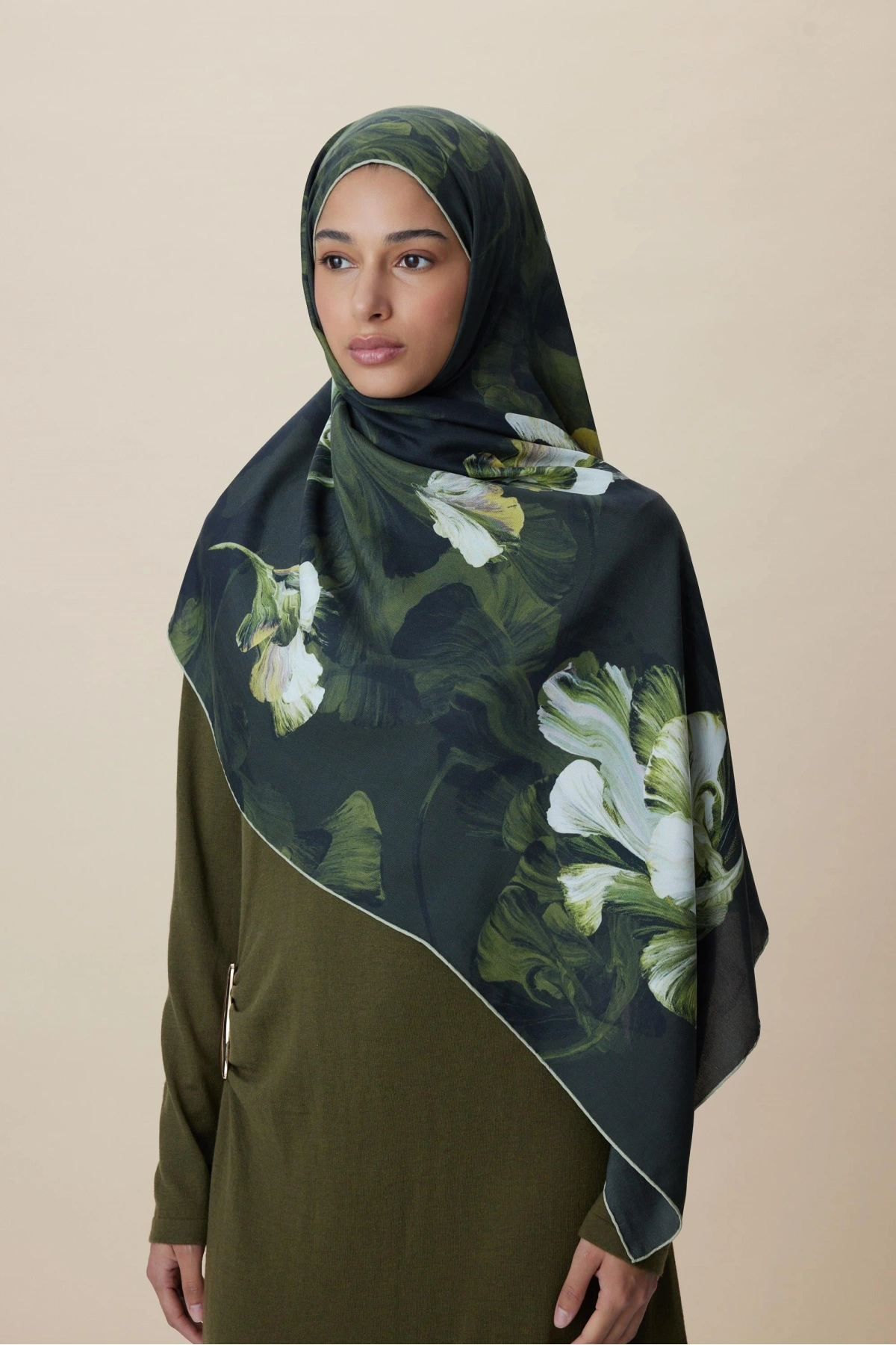 Maisa AKVA PAMUK İPEK ŞAL 70*190 CM - KOYU YEŞİL