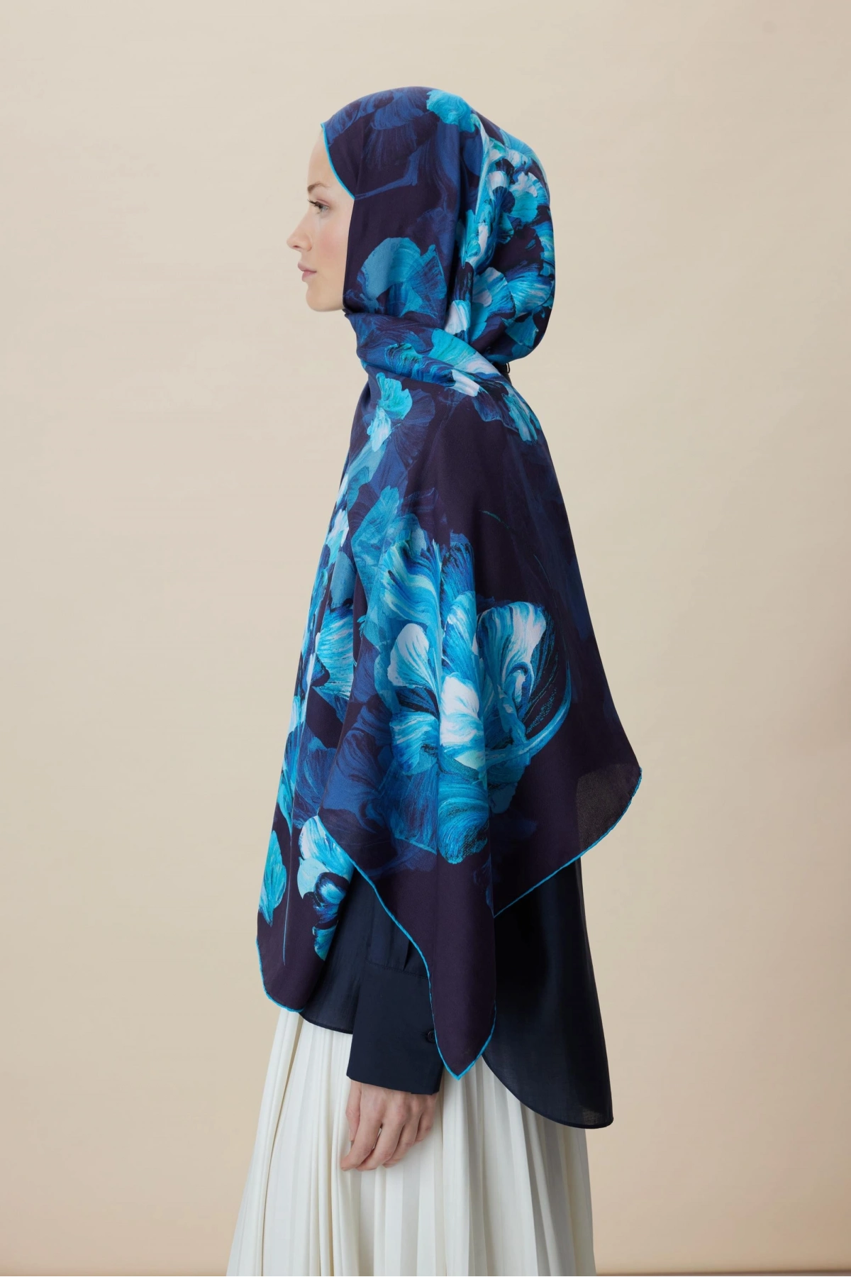 Maisa AKVA PAMUK İPEK ŞAL 70*190 CM - LACİVERT