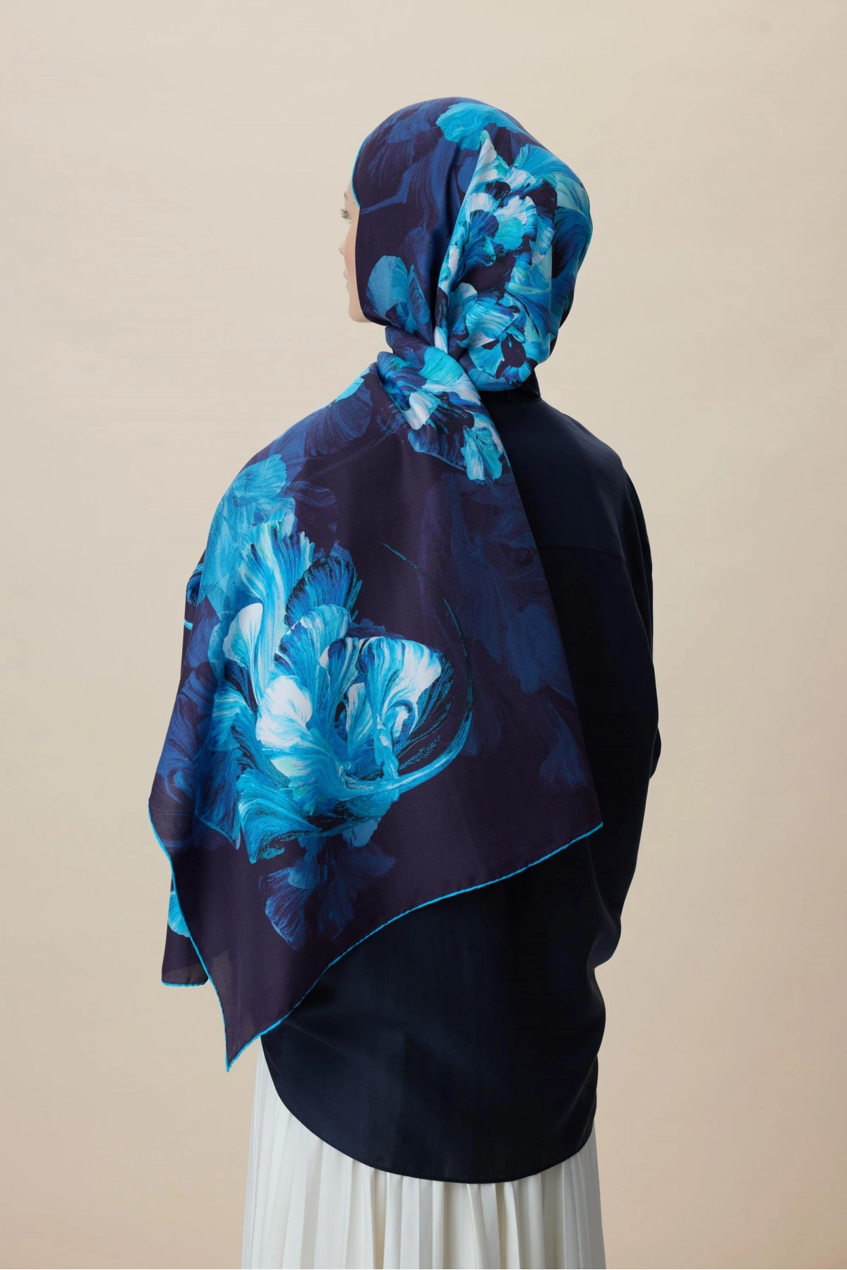 Maisa AKVA PAMUK İPEK ŞAL 70*190 CM - LACİVERT