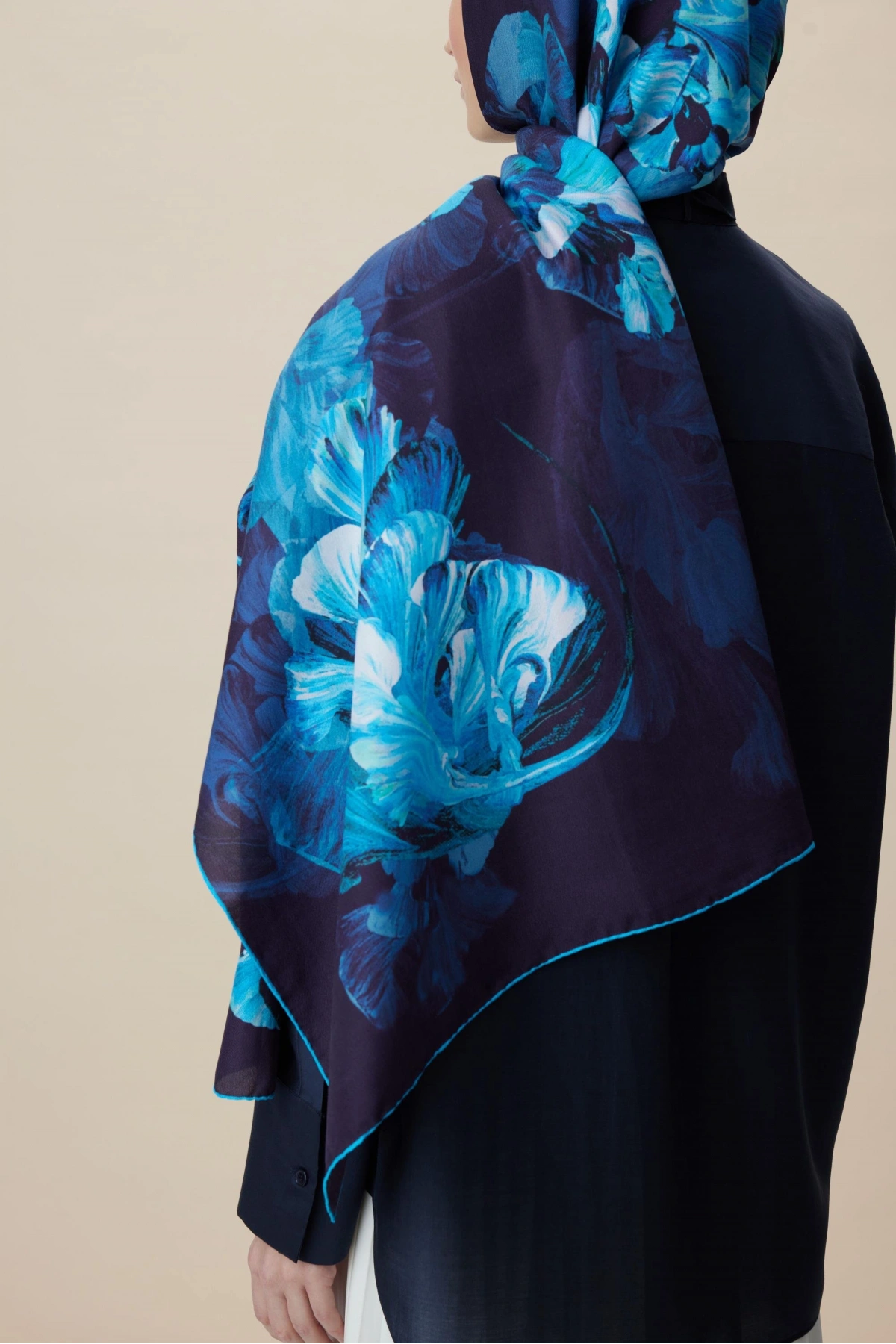 Maisa AKVA PAMUK İPEK ŞAL 70*190 CM - LACİVERT