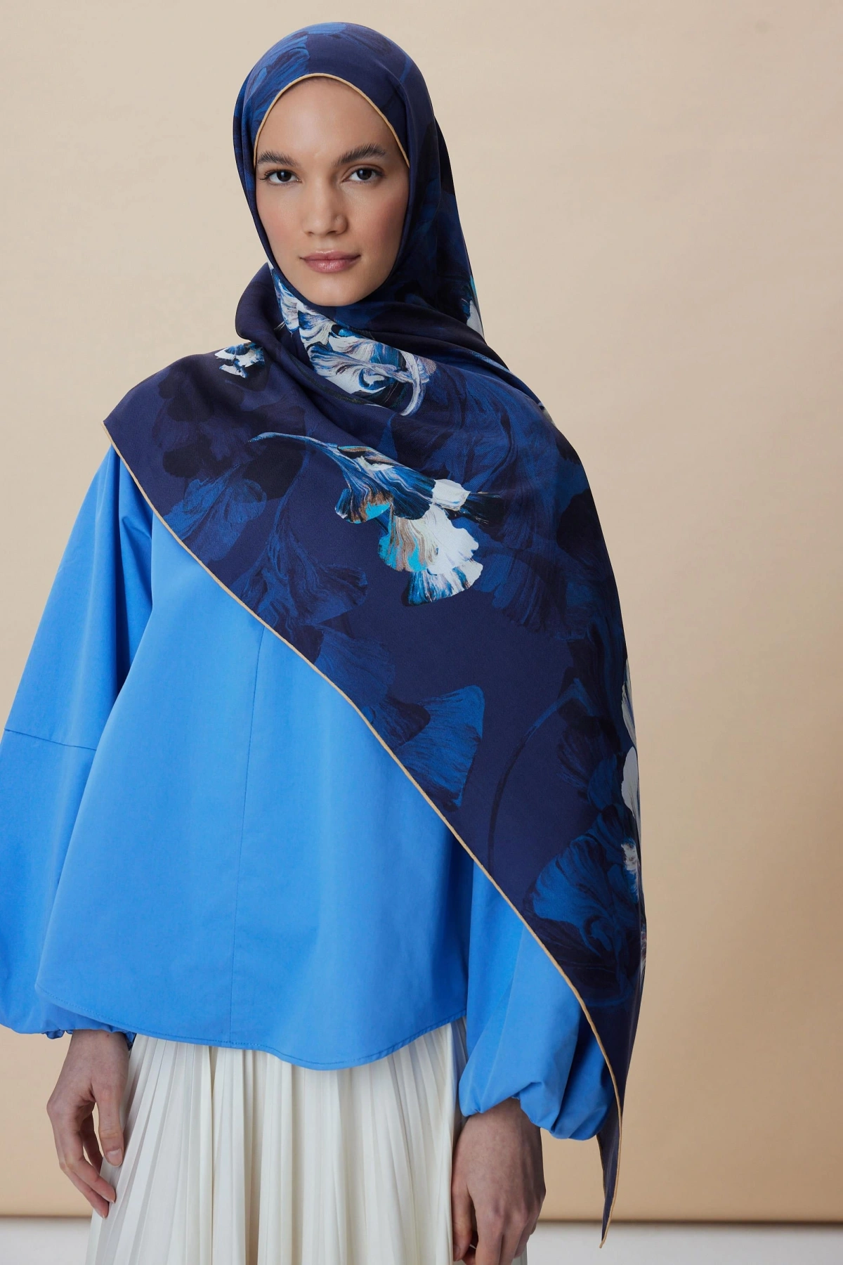 Maisa AKVA PAMUK İPEK ŞAL 70*190 CM - MAVİ