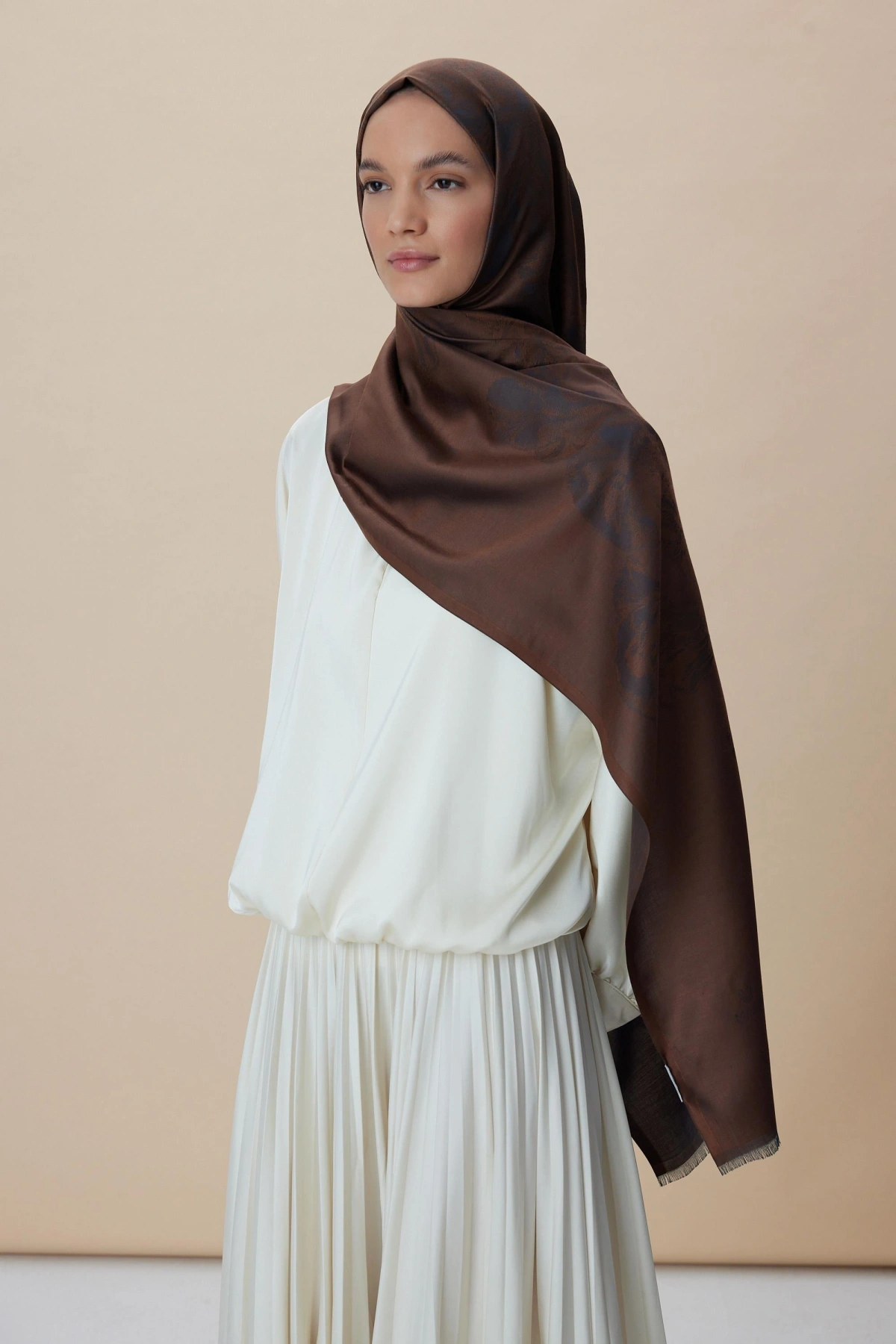 Maisa JADE MODAL İPEK JAKARLI ŞAL 70*200 CM - BAKIR