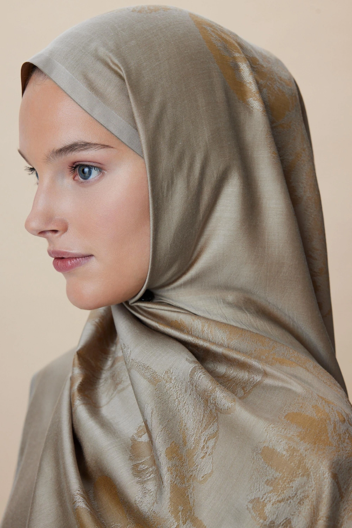 Maisa JADE MODAL İPEK JAKARLI ŞAL 70*200 CM - KOYU BEJ