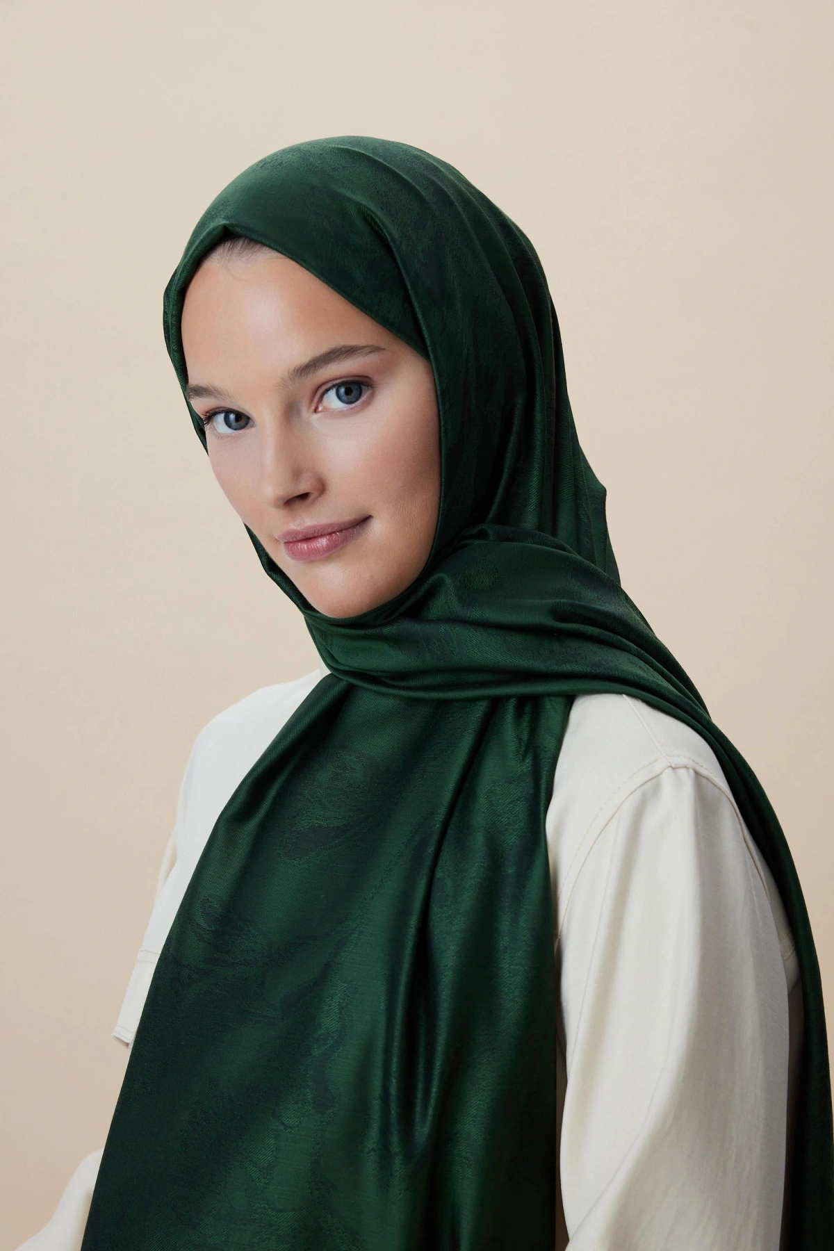 Maisa JADE MODAL İPEK JAKARLI ŞAL 70*200 CM - KOYU YEŞİL