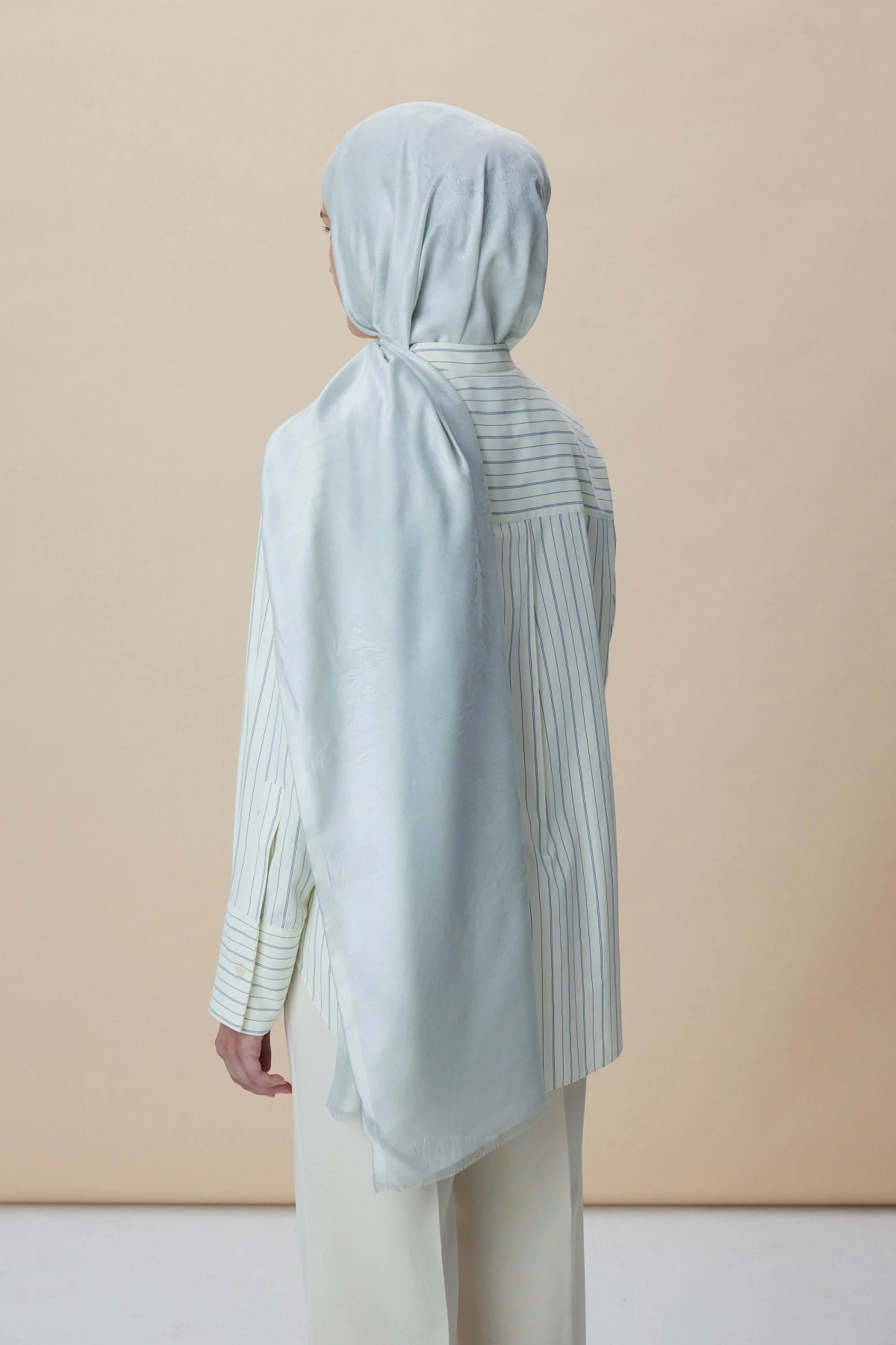 Maisa JADE MODAL İPEK JAKARLI ŞAL 70*200 CM - SU MAVİSİ