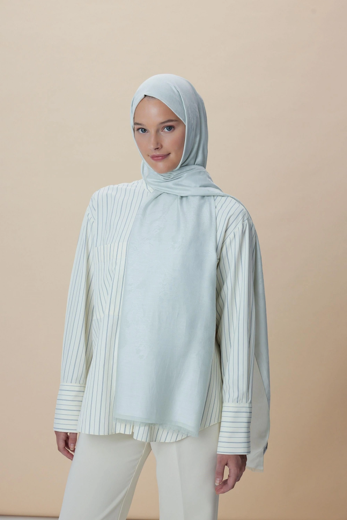 Maisa JADE MODAL İPEK JAKARLI ŞAL 70*200 CM - SU MAVİSİ