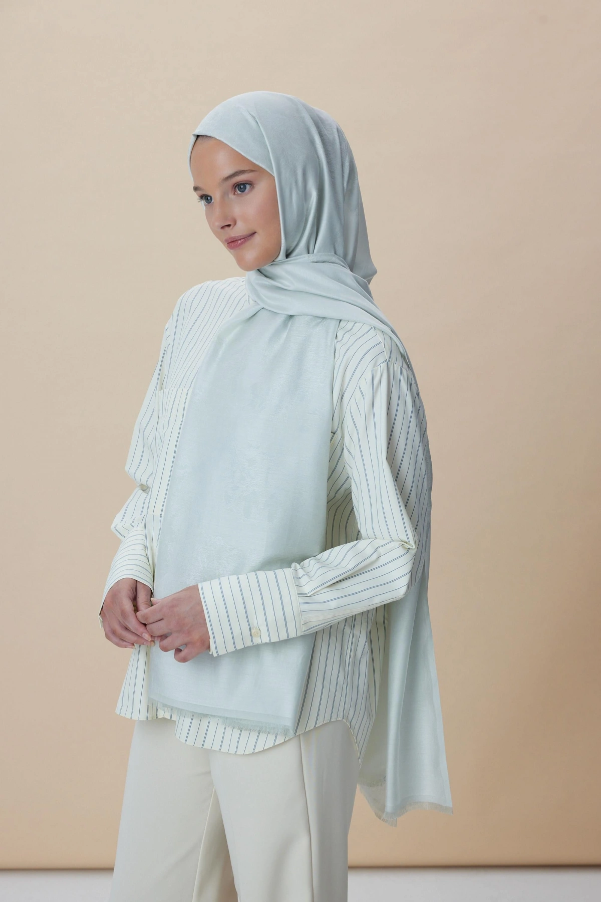 Maisa JADE MODAL İPEK JAKARLI ŞAL 70*200 CM - SU MAVİSİ