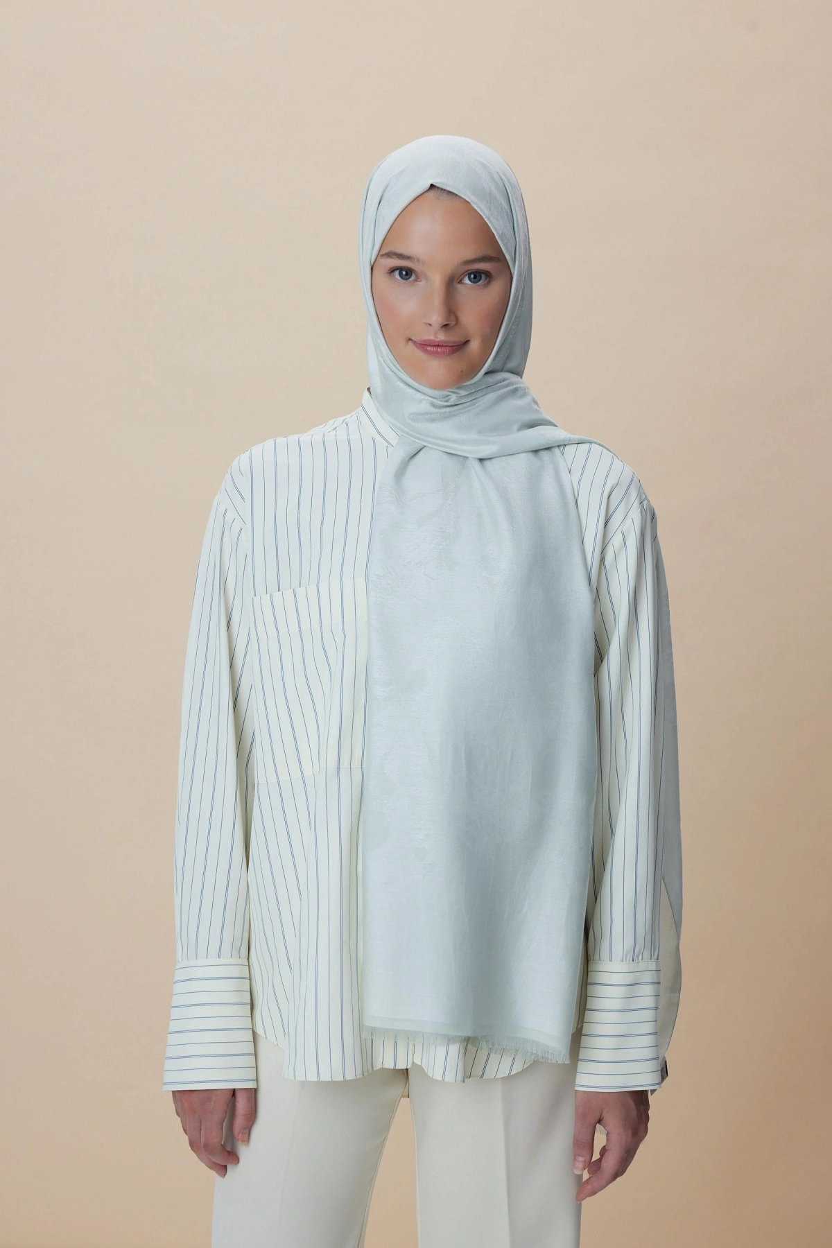 Maisa JADE MODAL İPEK JAKARLI ŞAL 70*200 CM - SU MAVİSİ