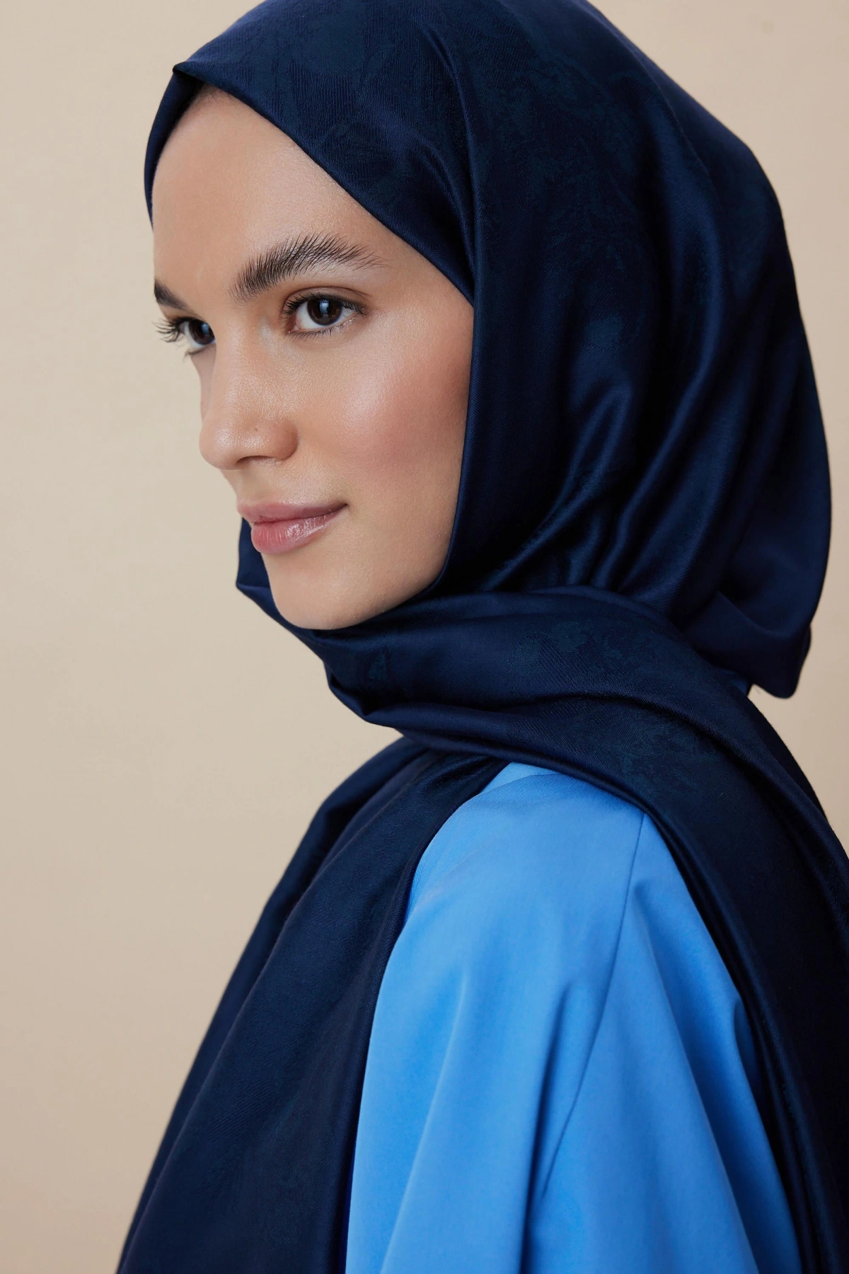 Maisa JADE MODAL İPEK JAKARLI ŞAL 70*200 CM - LACİVERT