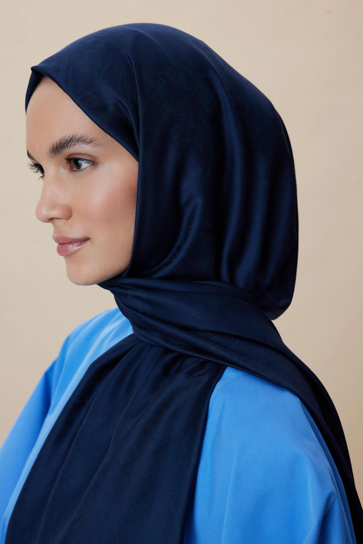 Maisa JADE MODAL İPEK JAKARLI ŞAL 70*200 CM - LACİVERT