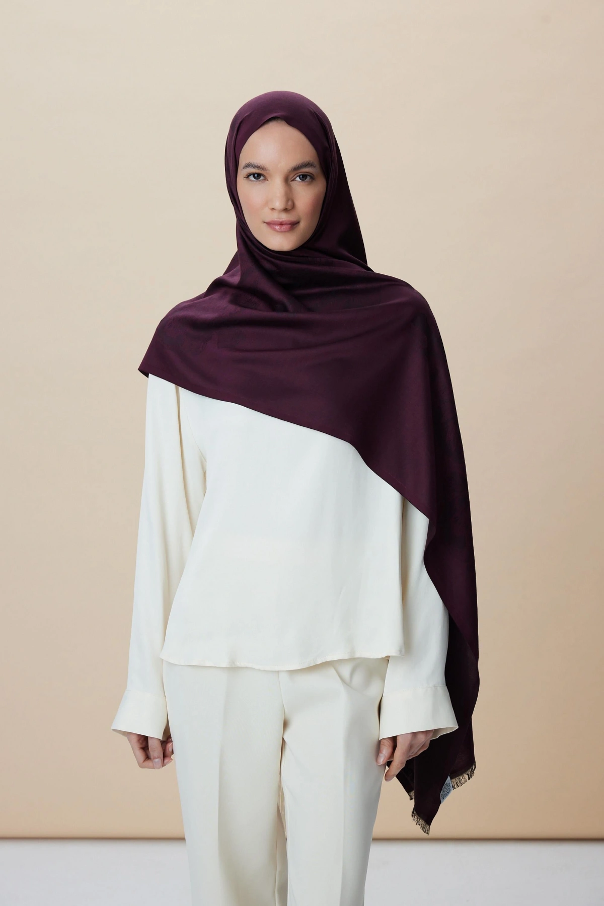 Maisa JADE MODAL İPEK JAKARLI ŞAL 70*200 CM - MÜRDÜM