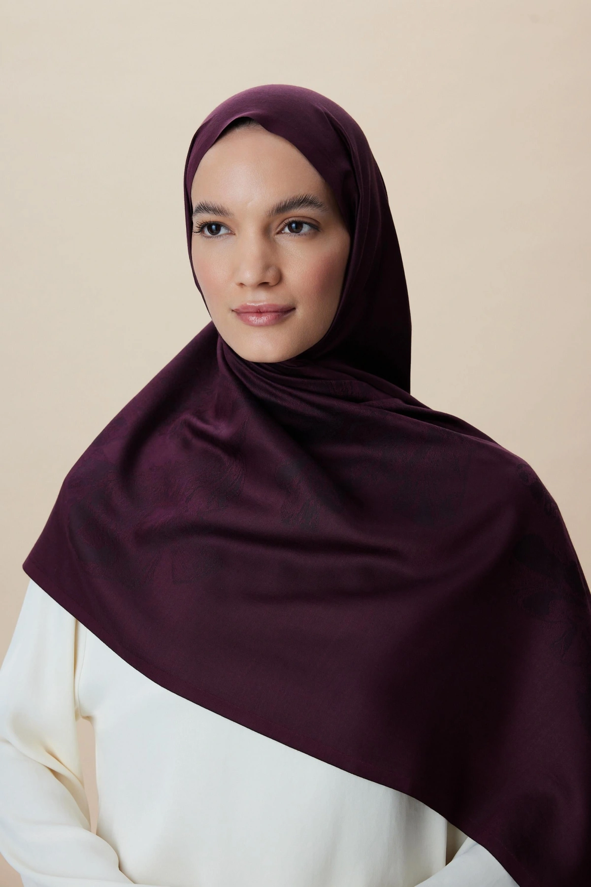 Maisa JADE MODAL İPEK JAKARLI ŞAL 70*200 CM - MÜRDÜM