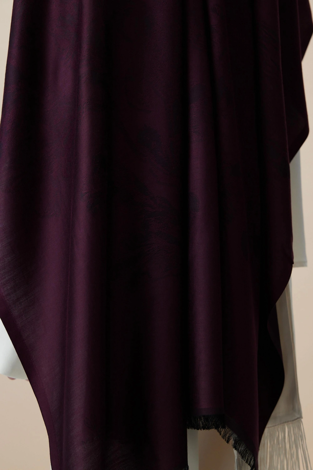 Maisa JADE MODAL İPEK JAKARLI ŞAL 70*200 CM - MÜRDÜM