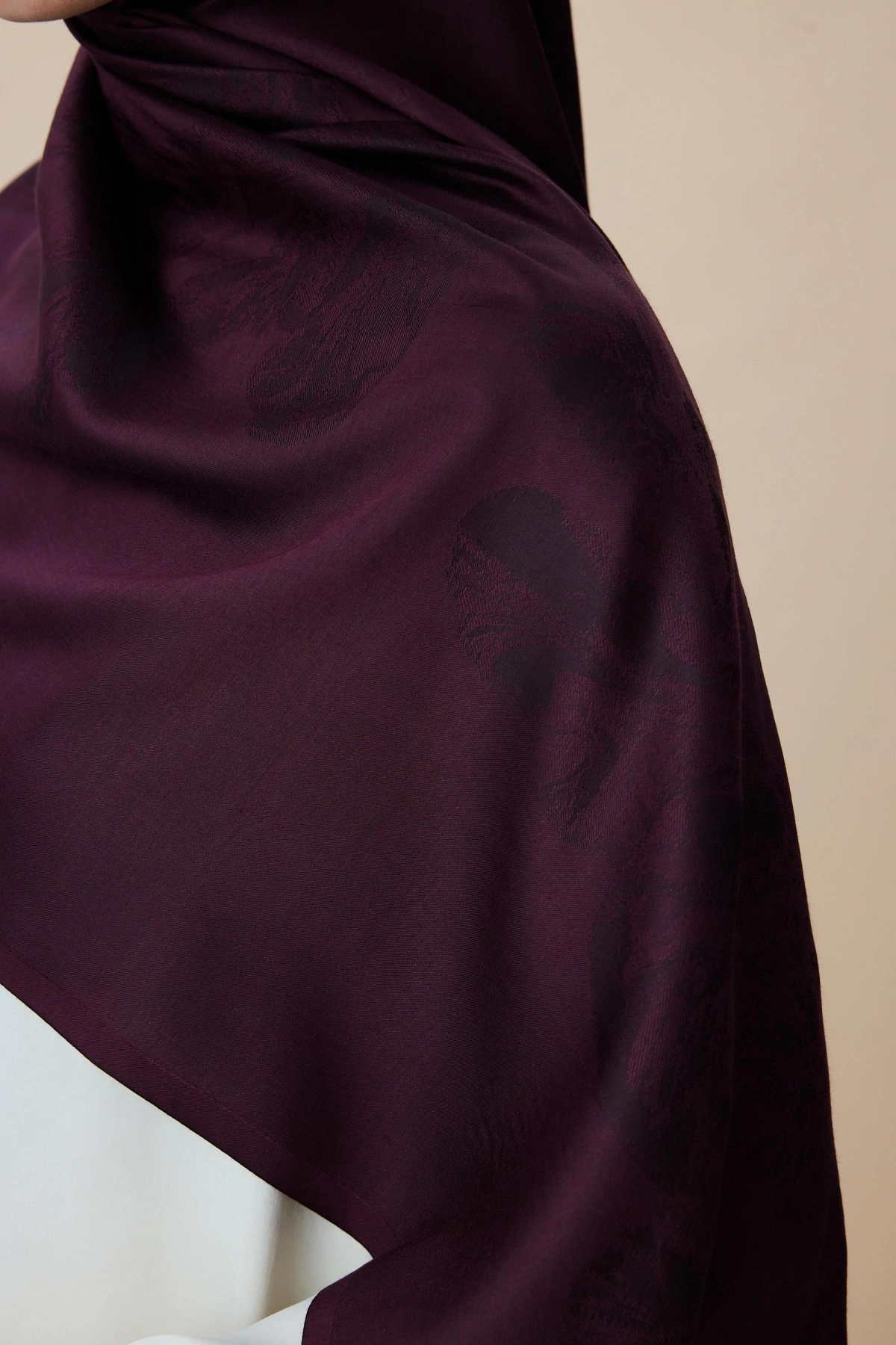 Maisa JADE MODAL İPEK JAKARLI ŞAL 70*200 CM - MÜRDÜM