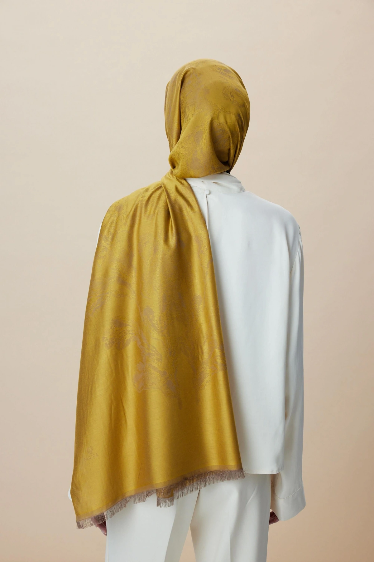 Maisa JADE MODAL İPEK JAKARLI ŞAL 70*200 CM - GOLD