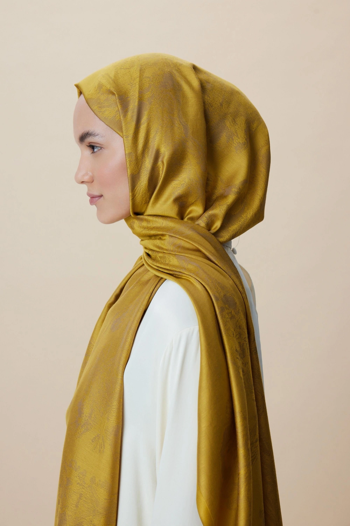 Maisa JADE MODAL İPEK JAKARLI ŞAL 70*200 CM - GOLD