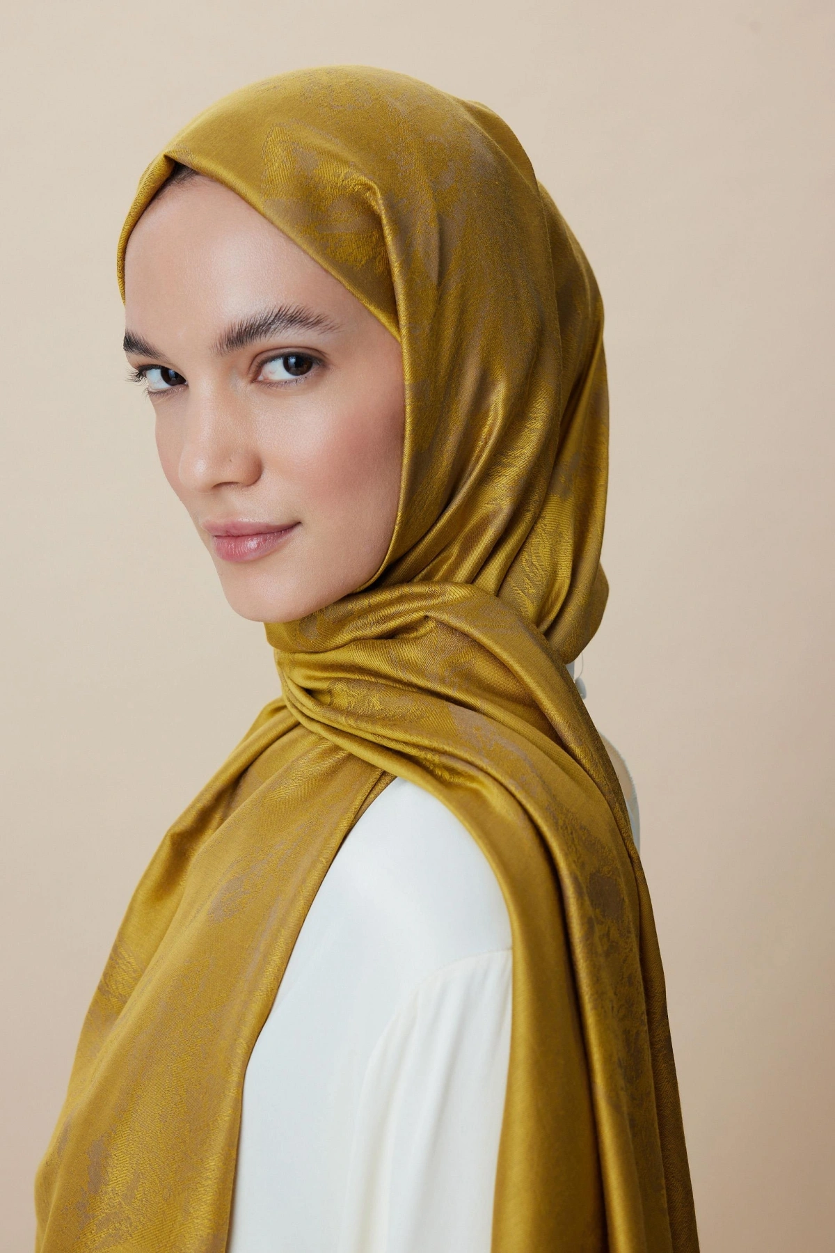 Maisa JADE MODAL İPEK JAKARLI ŞAL 70*200 CM - GOLD