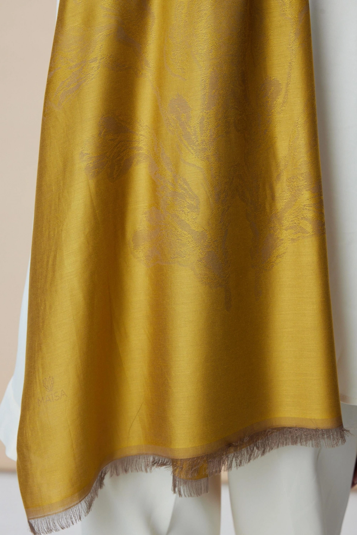 Maisa JADE MODAL İPEK JAKARLI ŞAL 70*200 CM - GOLD