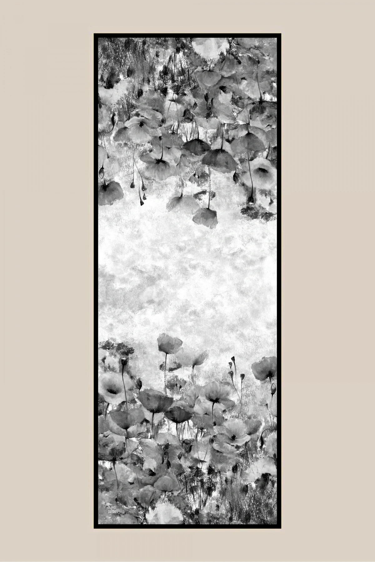 Maisa GELİNCİK KREP İPEK ŞAL 70*190 CM - EKRU